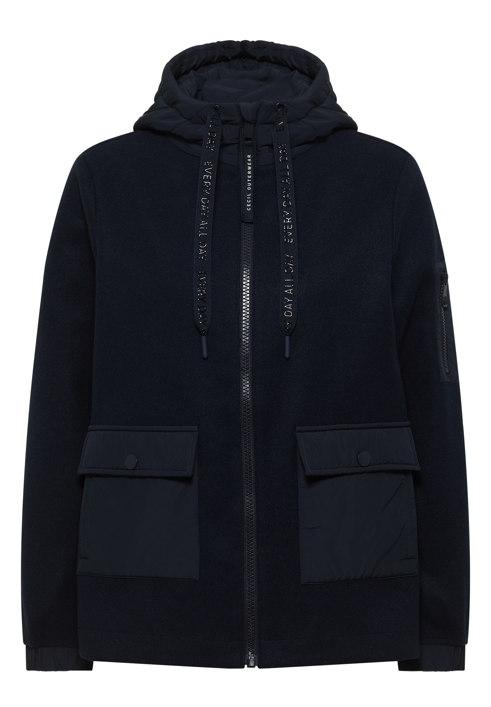 Fellimitatjacke CECIL, Damen, Gr. XXL (46), blau navy, Stoff, 90% Polyester, 10% Viskose, unifarben, comfort fit normal, ohne Ausschnitt, Bündchen, Jacken, mit Strukturmix 3