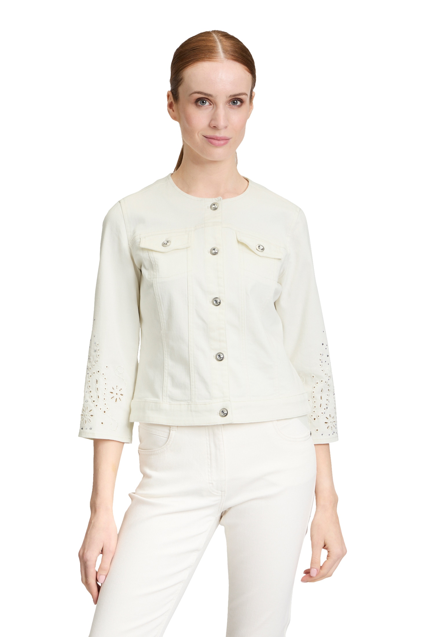 Betty Barclay Jackenblazer »Betty Barclay Jeansjacke mit 3/4 Arm«, Lochstickerei