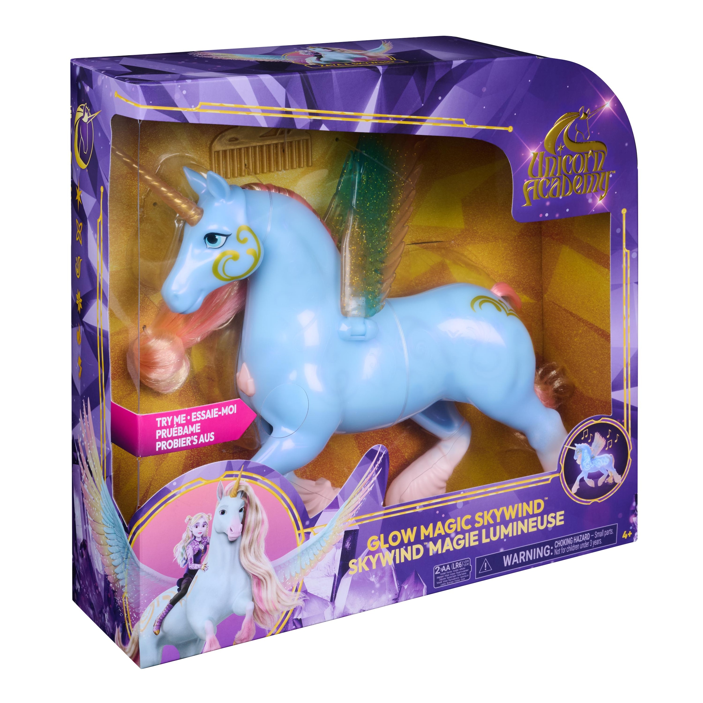 Spin Master Anziehpuppe »Unicorn Academy - Glow Magic Skywind, interaktives Einhorn« mit Licht und Sound