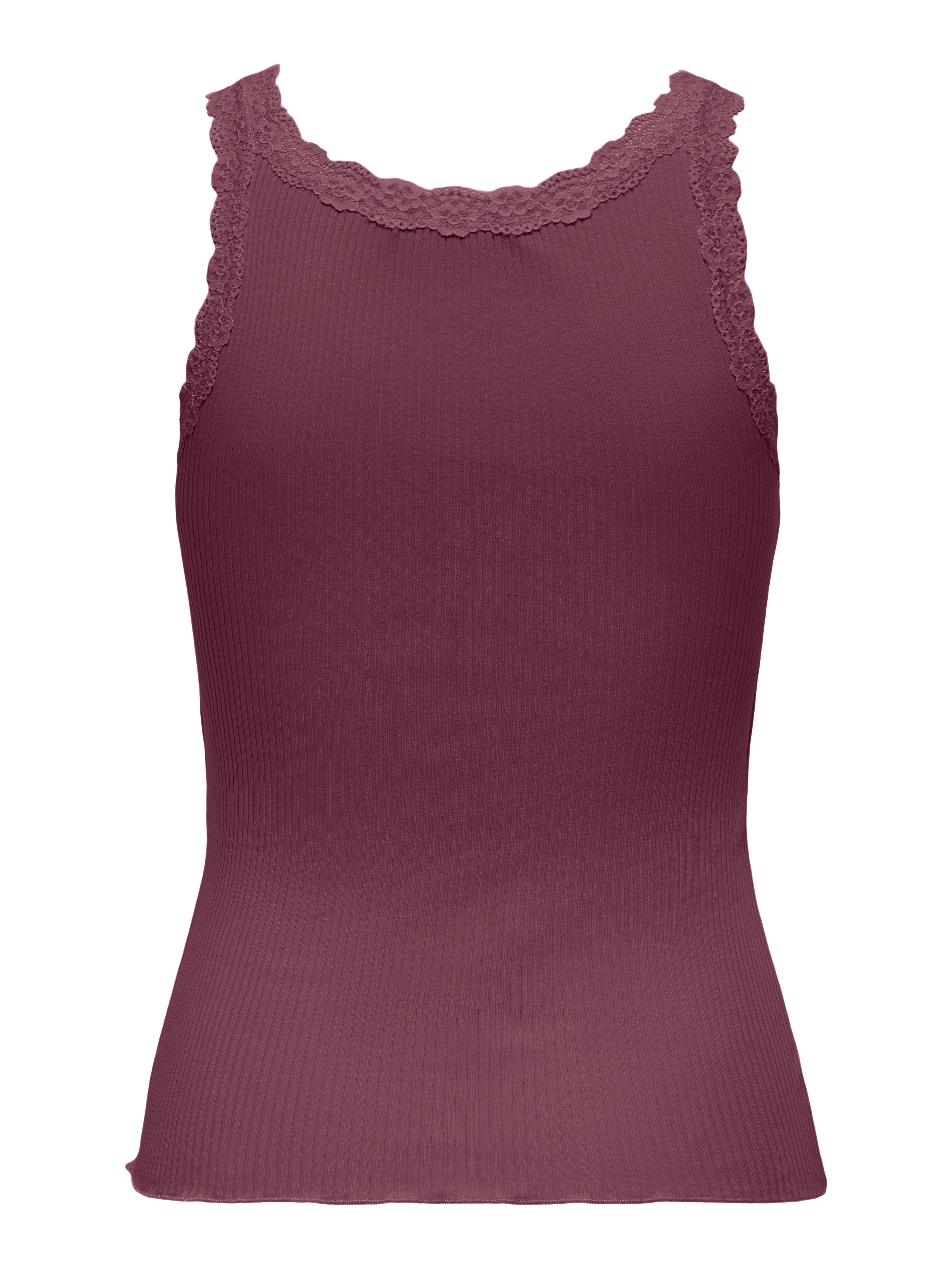 Thumbnail - ONLY Tanktop "ONLSARA – Tanktop mit Spitzendetail am Ausschnitt" regular fit, modisch, Jersey, Rippware, Rundhals