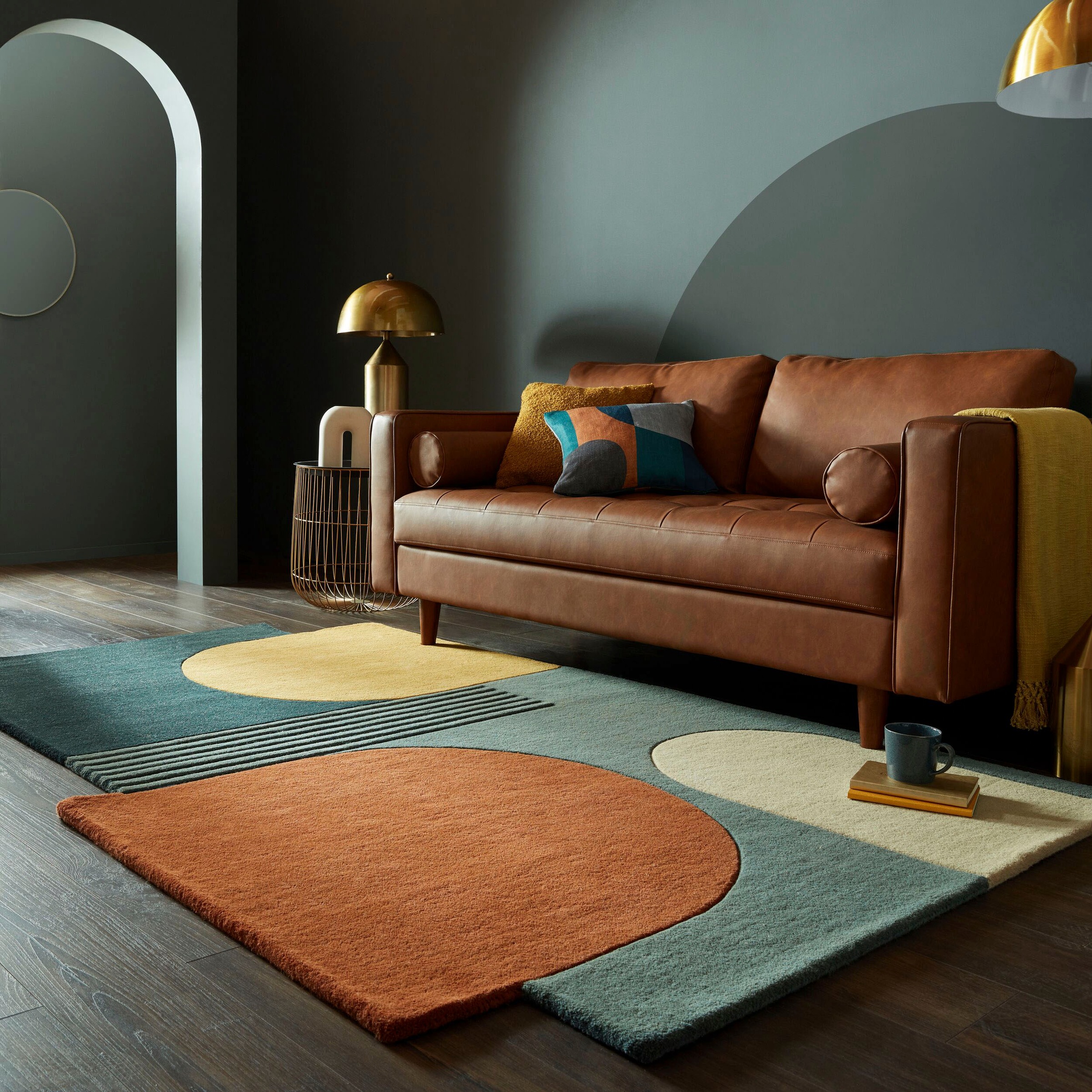 Wollteppich FLAIR RUGS "LOZENGE", bunt, B:150cm H:10mm L:240cm, Wolle, Teppiche, Kurzflor, Retro Muster