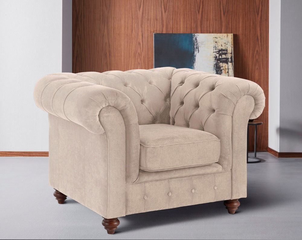 Home affaire Sessel »Chesterfield B/T/H: 105/69/74 cm«, mit hochwertiger Knopfheftung, auch in Leder