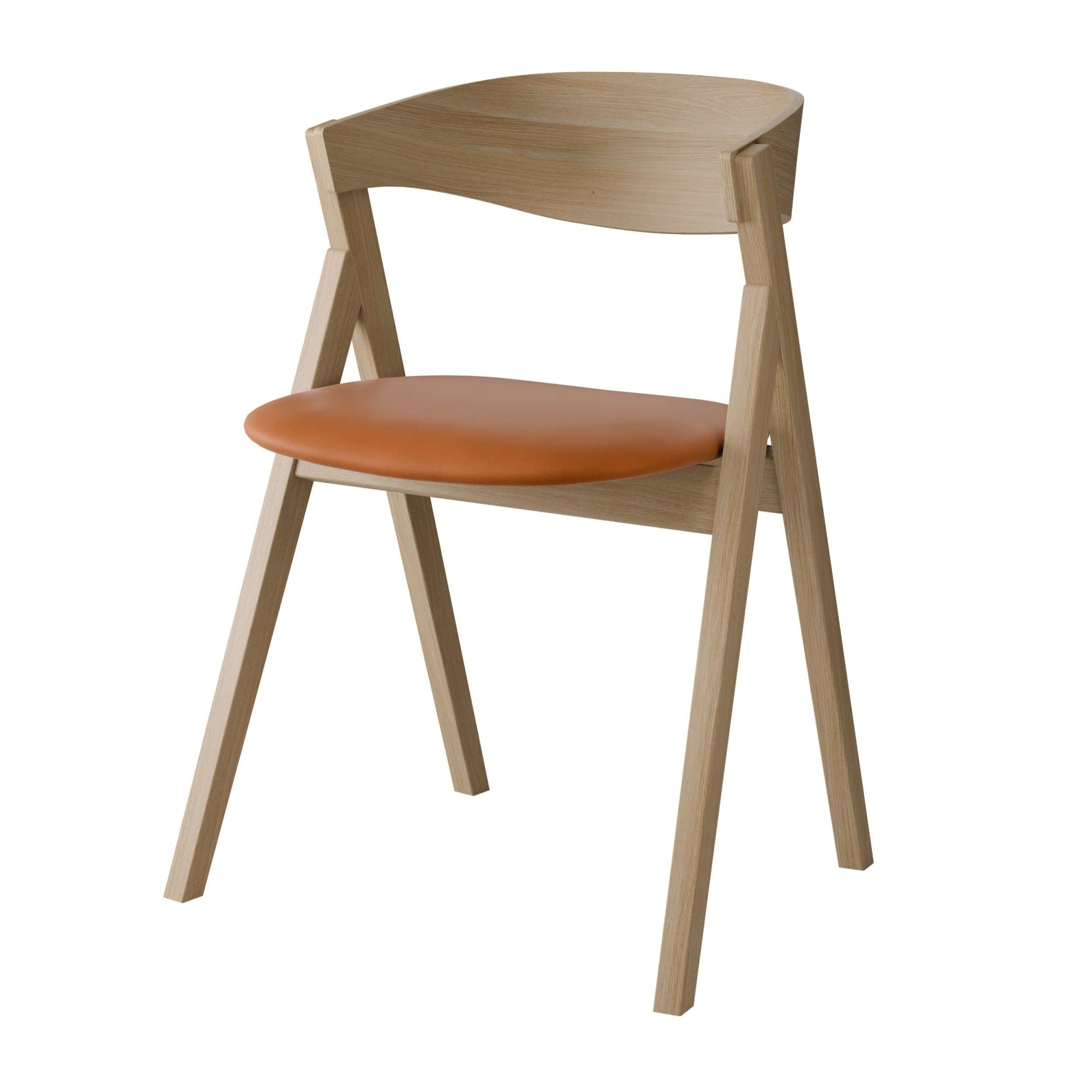 Stuhl HAMMEL FURNITURE "City by Hammel", , weiß gölt, weiß gölt, cognac, B:57cm H:76cm T:50cm, Leder, Massivholz, Stühle, Stuhl, Massivholz, gepolsterte Sitzfläche, versch. Farbvarianten