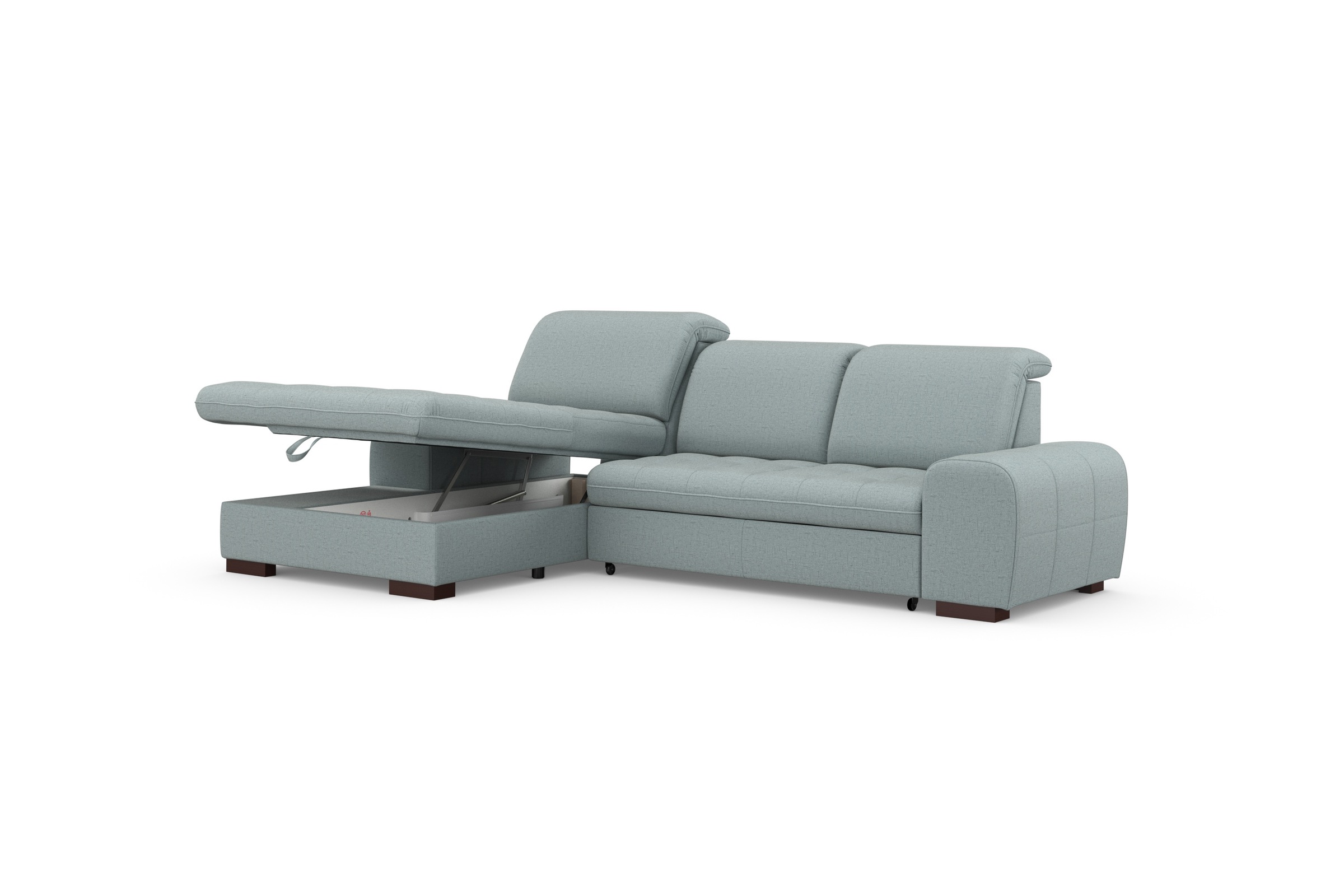 Ecksofa SIT & MORE "Luxor L-Form", blau (aqua), B:275cm H:82cm T:173cm, Luxus-Microfaser ALTARA NUBUCK (100% Polyester);Soft clean (98% Polyester, 2% Polyamid);Struktur fein (100% Polyester), Sofas, Ecksofa, wahlweise mit Bettfunktion, Bettkasten und Kopf 6
