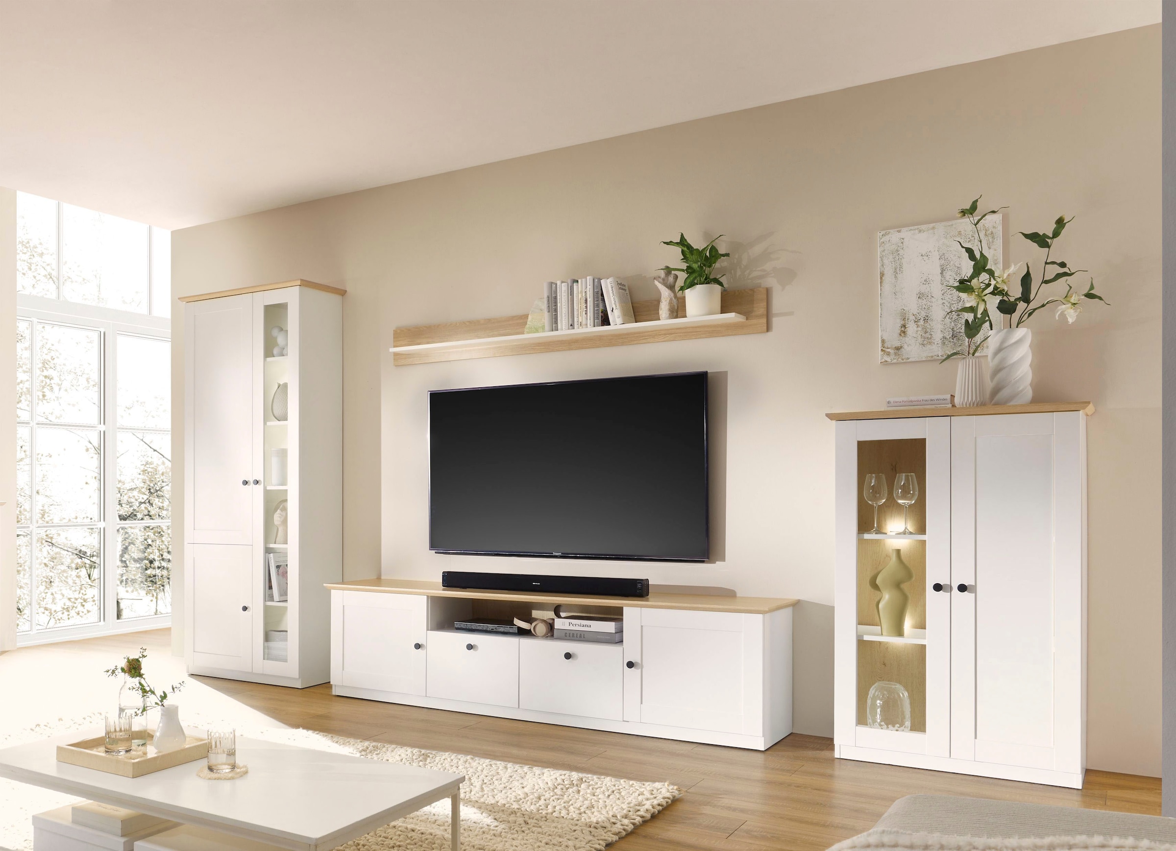 OTTO home Wohnwand »Brest, Anbauwand im Landhausstil, Komplettset, Wohnzimmer-Set« Set, 4 Stk. tlg.
