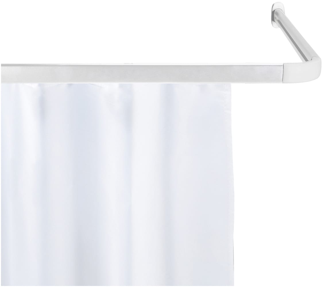 WENKO Winkelstange »Modell Era« Winkelschiene aus Aluminium für Duschvorhänge, inkl. 16 Spezialgleiter