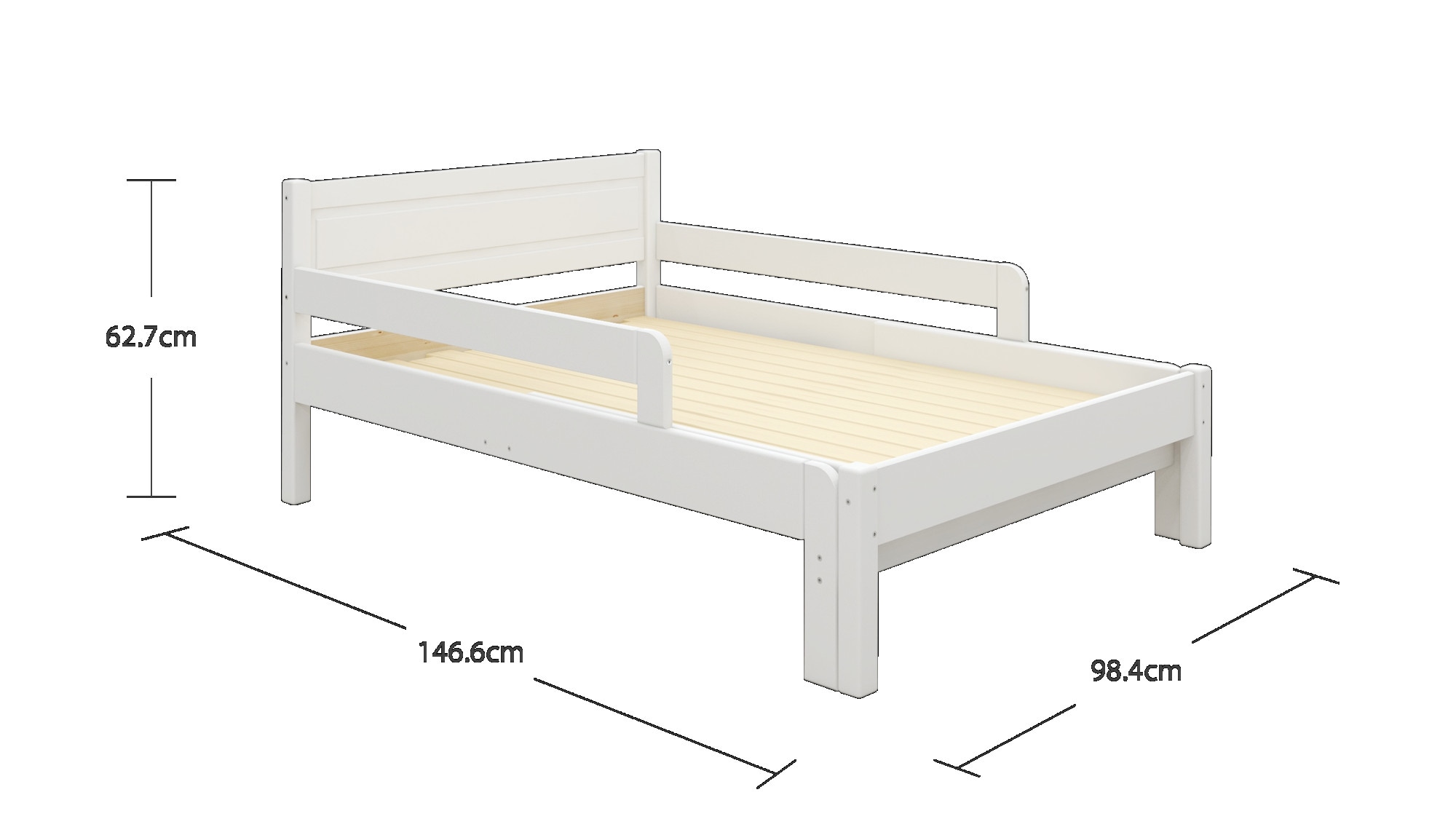 OTTO home Kinderbett »Hero, Massivholzbett, ausziehbar von 140 bis 200 cm, FSC®« 90cm Breite, 140-200cm Liegefläche,  massive Kiefer, mit Lattenrost, zeitlose Optik,  Rausfallschutz