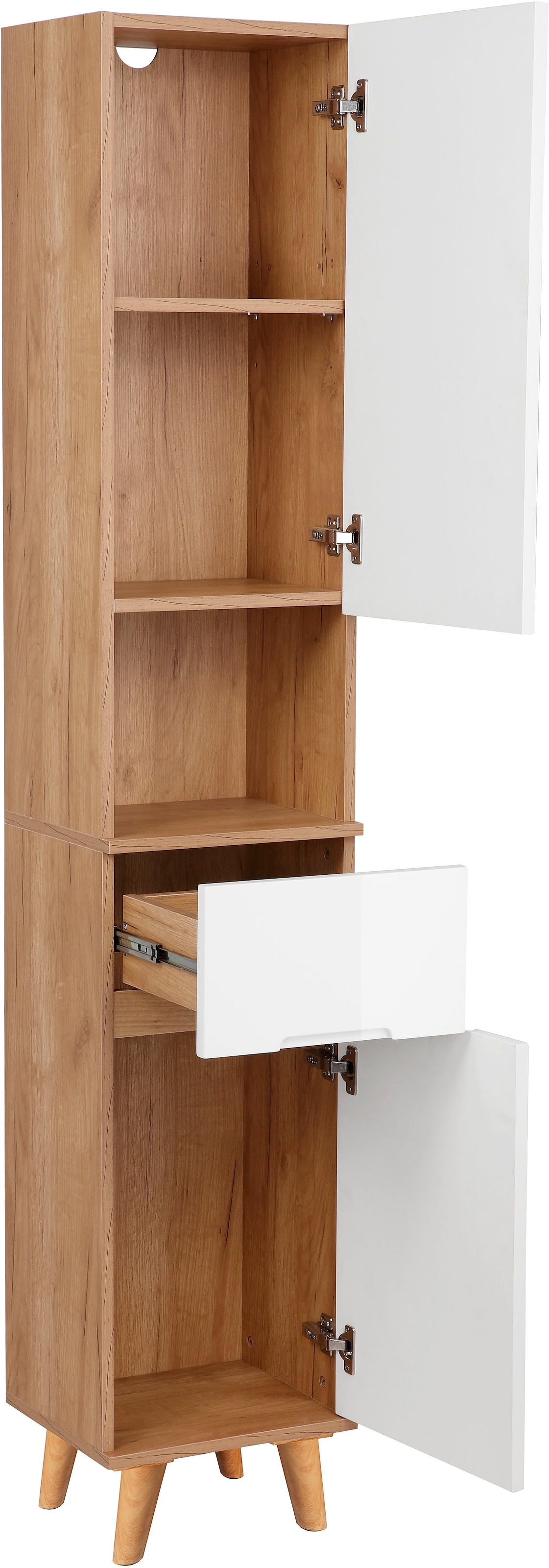 Türen 35cm und Design Badschrank Badmöbel, andas 1 BAUR Breite Hochschrank Schublade, »Lund | 2 mit viel Stauraum«, skandinavisches