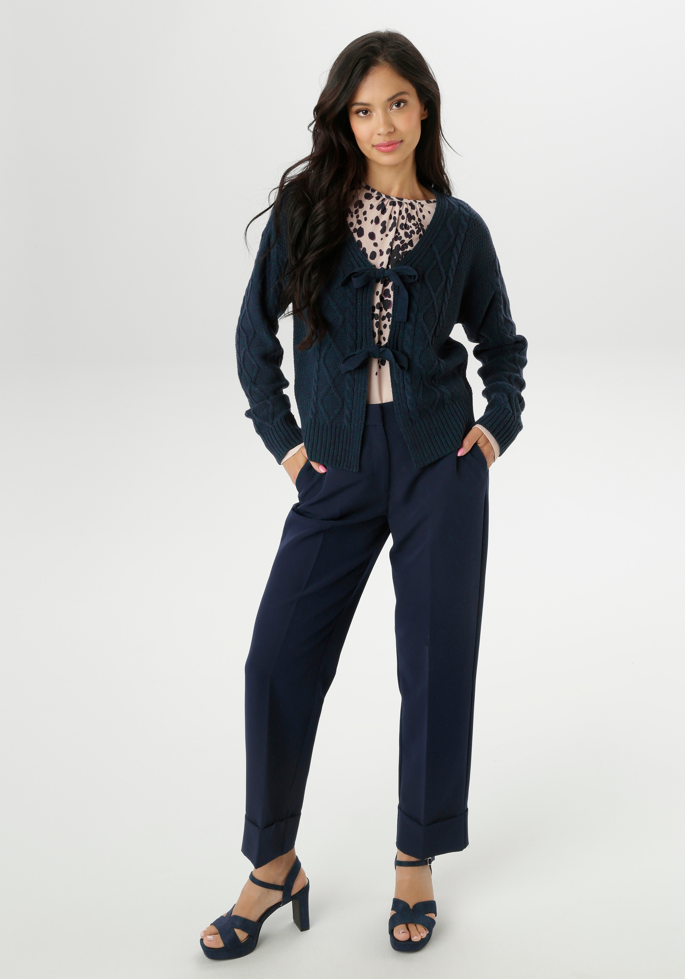 Aniston SELECTED Strickjacke, mit Zopf- und Rautenmuster - NEUE KOLLEKTION