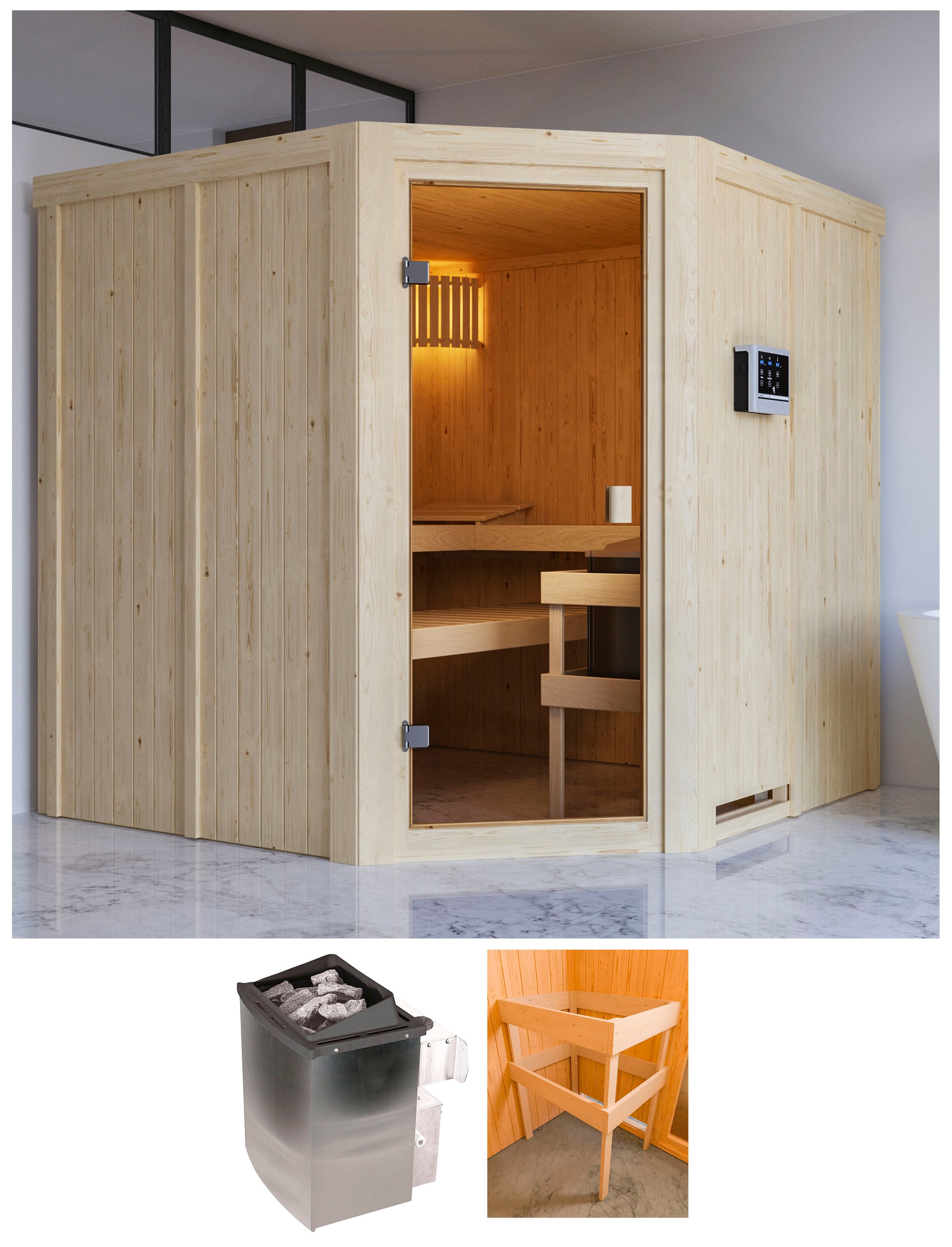 Karibu Sauna "Kotka" Ofen 9 kW integr. Strg