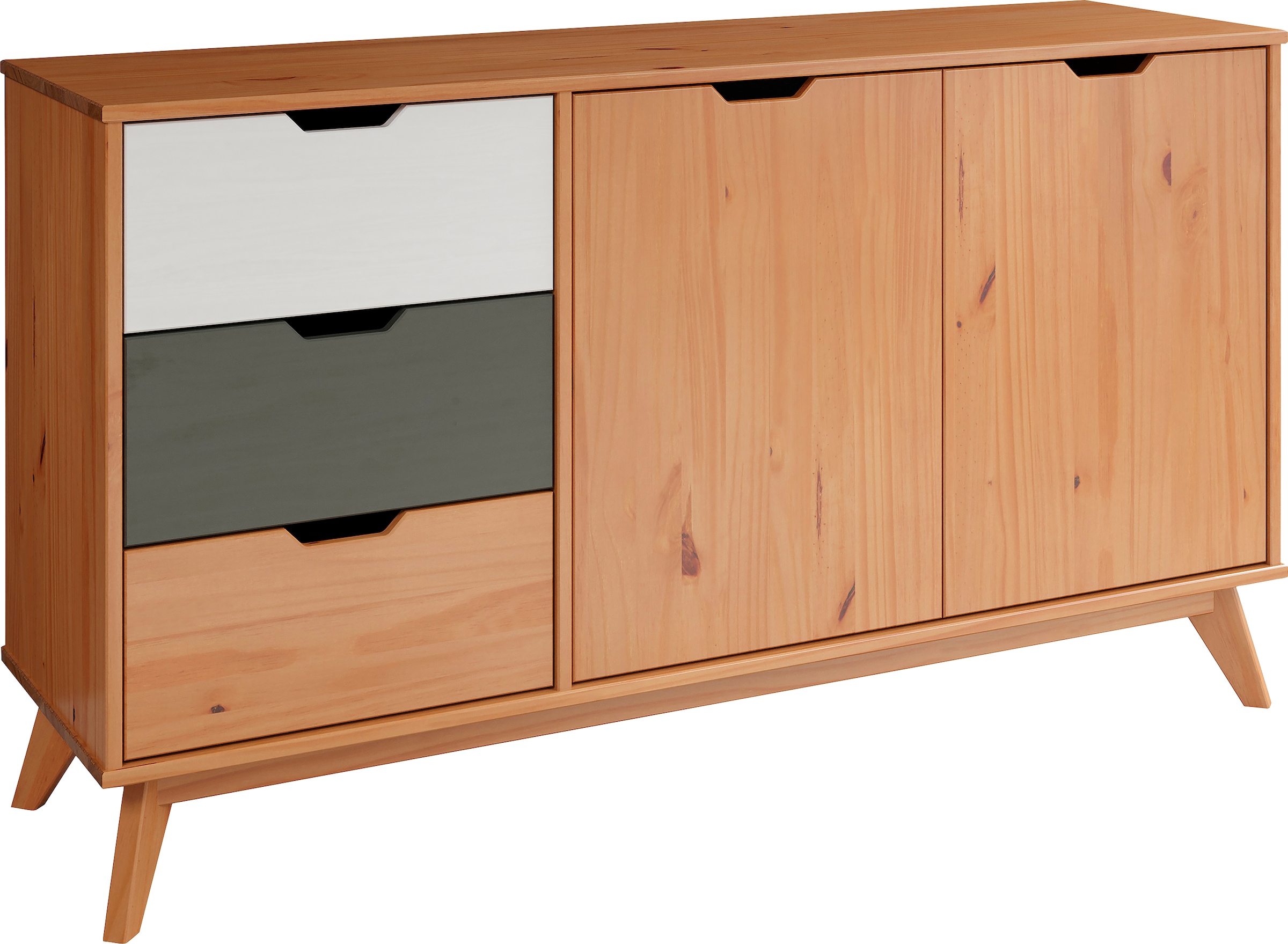 INTER-FURN Sideboard "Scandik", Kommode, praktisch und aus massiver Kiefer, Breite 140 cm