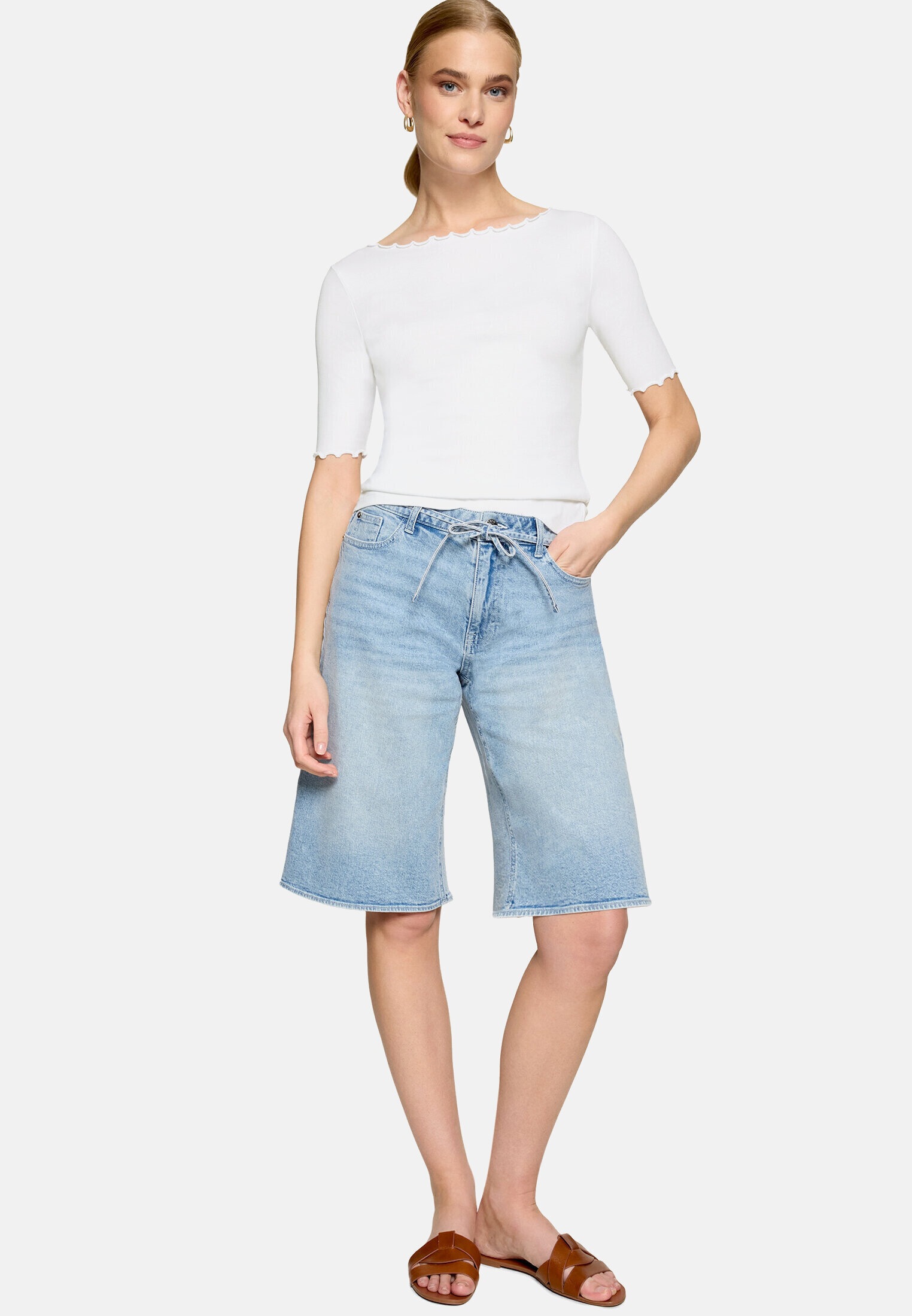ZERO Damen Kurzarmshirt "Damen mit U-Boot-Ausschnitt"brilliant weiß, Gr. 36, Jersey, Obermaterial: 95% Baumwolle (organic), 5% Elasthan, Shirts,