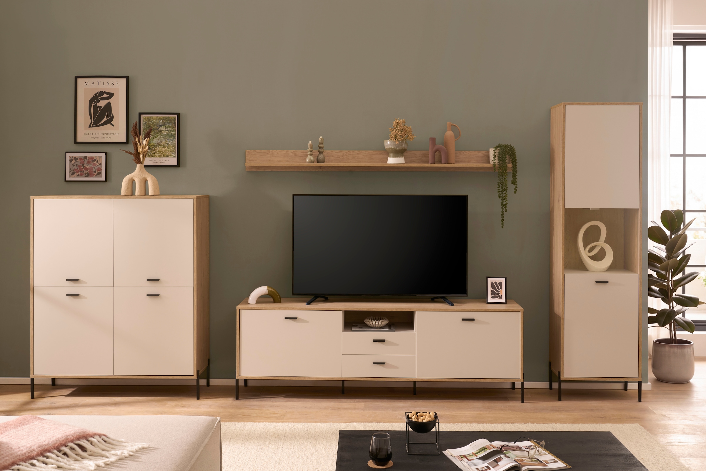 Home affaire Wohnwand »Fredericia, moderne Anbauwand, Komplettset in Kaschmir« Set, 4 Stk. tlg.