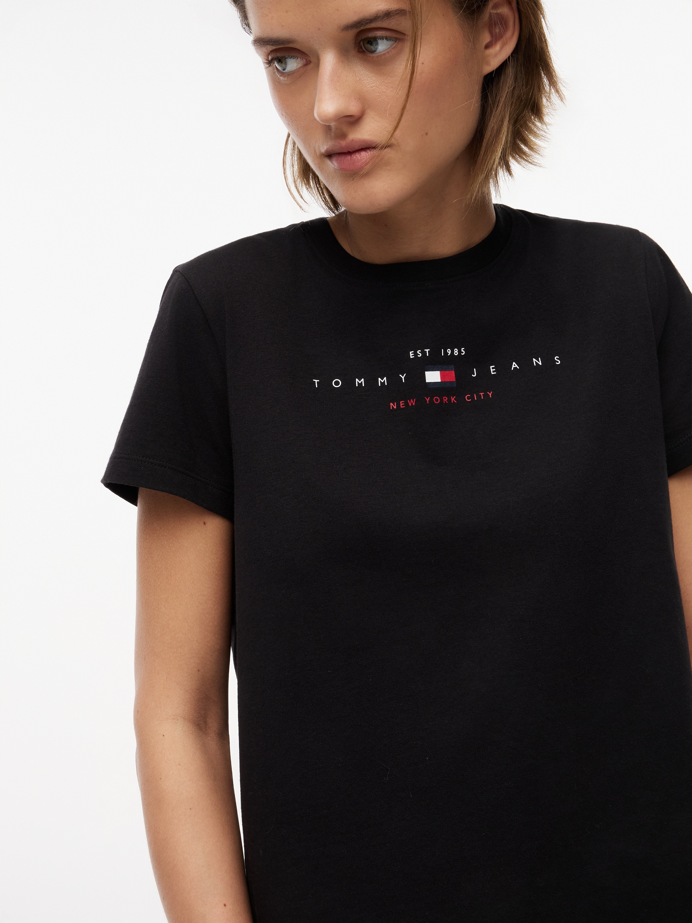 Tommy Jeans Kurzarmshirt »TJW REG US LINEAR SS TEE« Baumwollmischung, regular fit, Logo