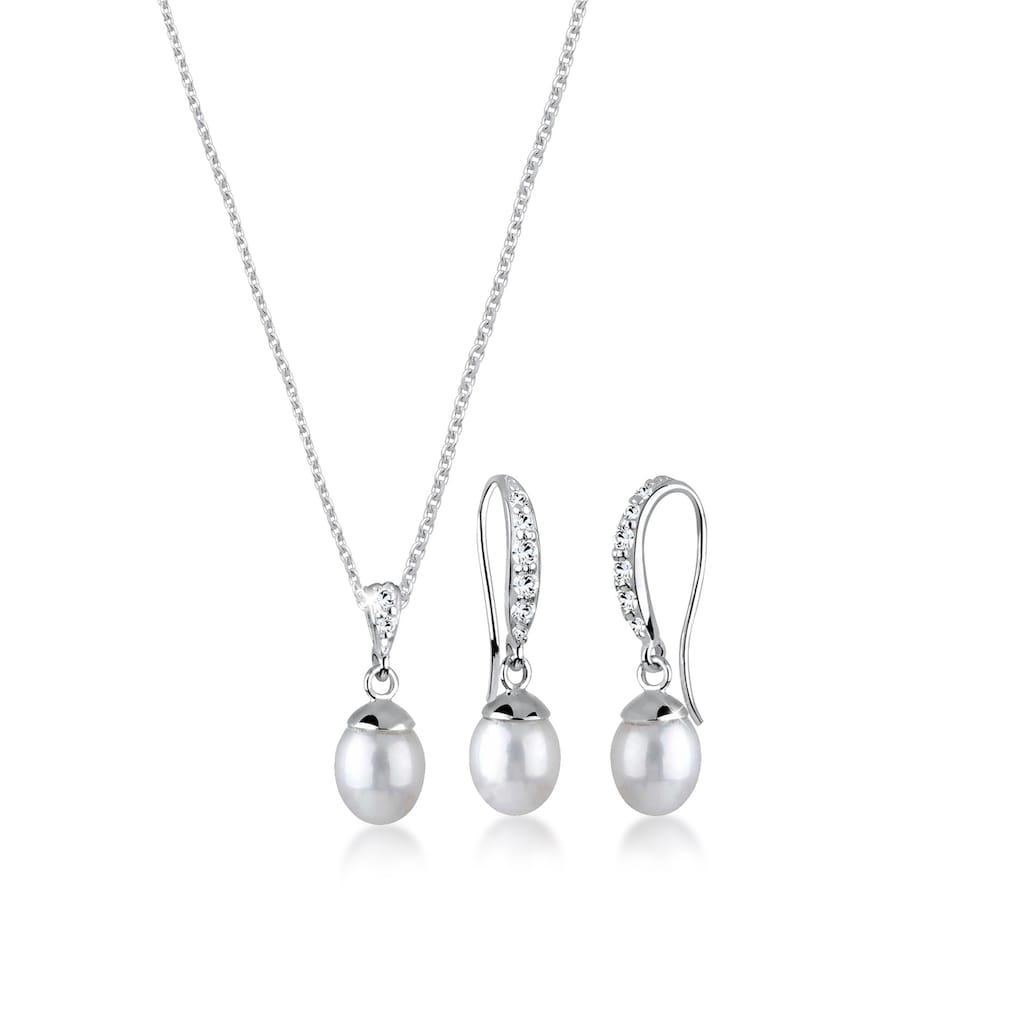 Elli Schmuckset »Elegant Perle Kristalle 925 Silber«