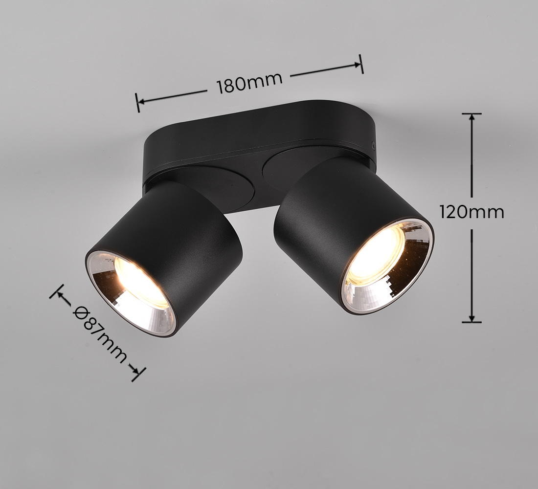 TRIO Leuchten Deckenleuchte »GUAYANA, Deckenspot 2-flammig exkl 2x GU10 max 10W Spot verstellbar« GU10 1 Stk. warmweiß - kaltweiß als Aufbauspot oder Einbauspot nutzbar Spot schwenkbar und drehbar