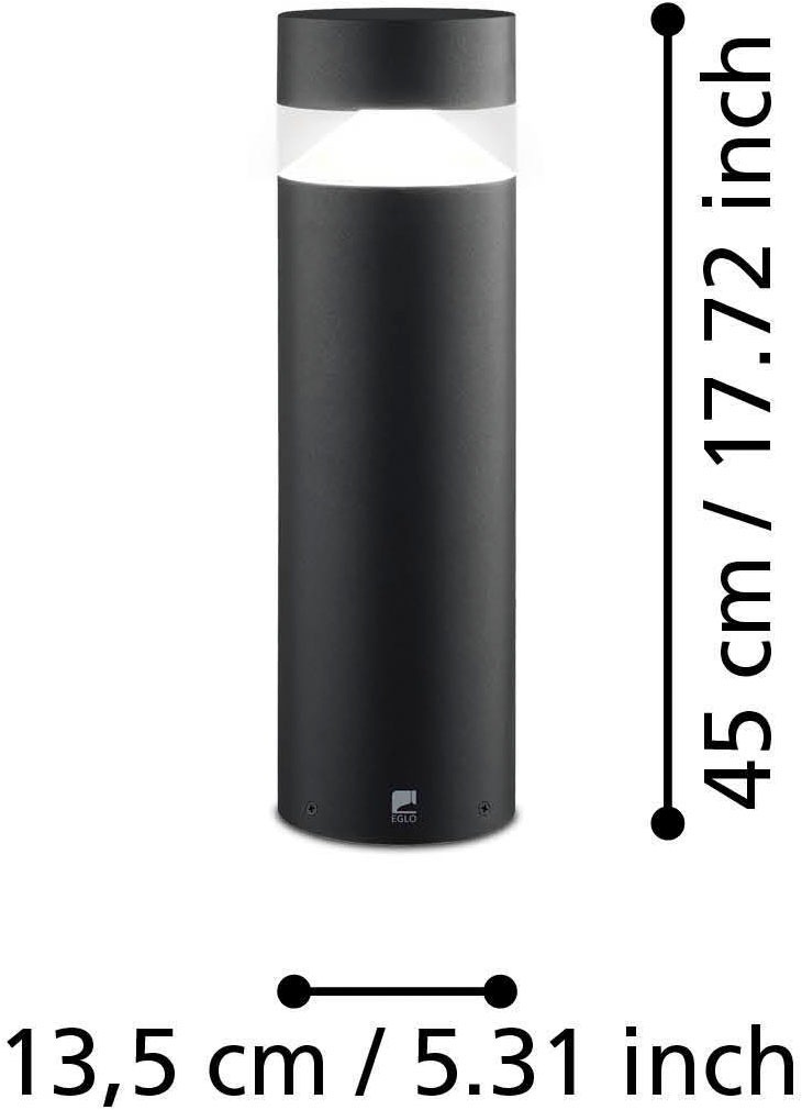 EGLO Sockelleuchte »Melzo Außen-Wegelampe, Außenleuchte, Aluguss und Kunststoff, IP44« LED-Modul 1 Stk. Warmweiß Stehleuchte - H45 x Ø13,5 cm - schwarz - 1X11W inkl.