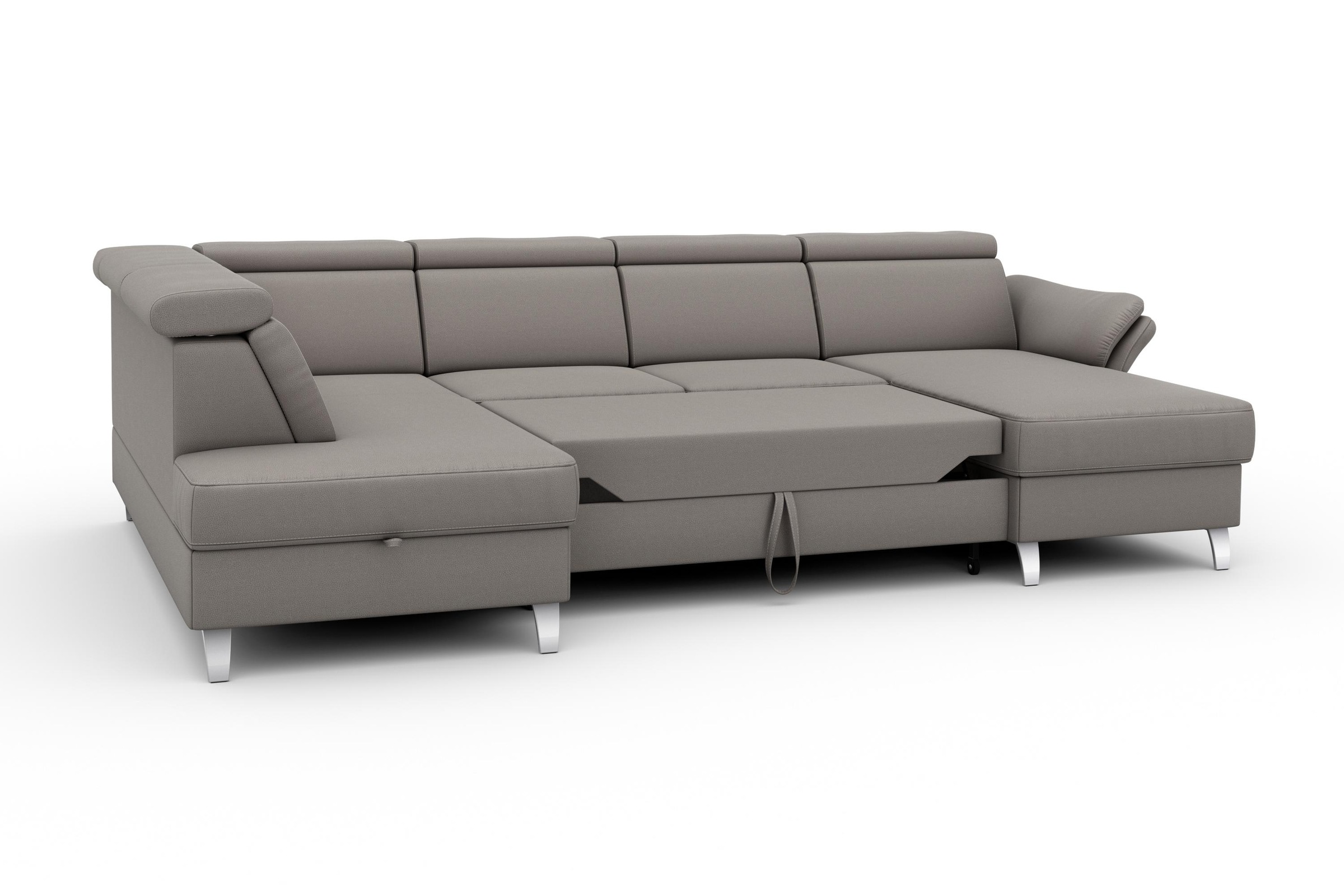 sit&more Wohnlandschaft »Vincenzo U-Form«, inklusive Kopfteilverstellung, wahlweise mit Bettfunktion, Bettkasten