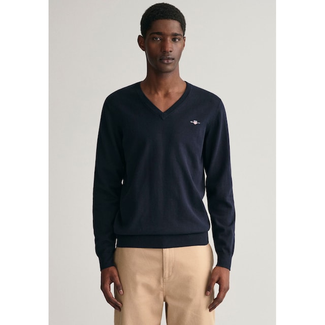 V-Neck«, 100% für | Strickjersey Gant BAUR Premium ▷ V-Ausschnitt-Pullover Übergangspullover aus Baumwolle, Cotton »Classic weicher