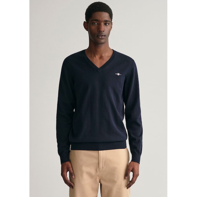 Gant V-Ausschnitt-Pullover »Classic Cotton V-Neck«, Premium Strickjersey  aus weicher 100% Baumwolle, Übergangspullover ▷ für | BAUR