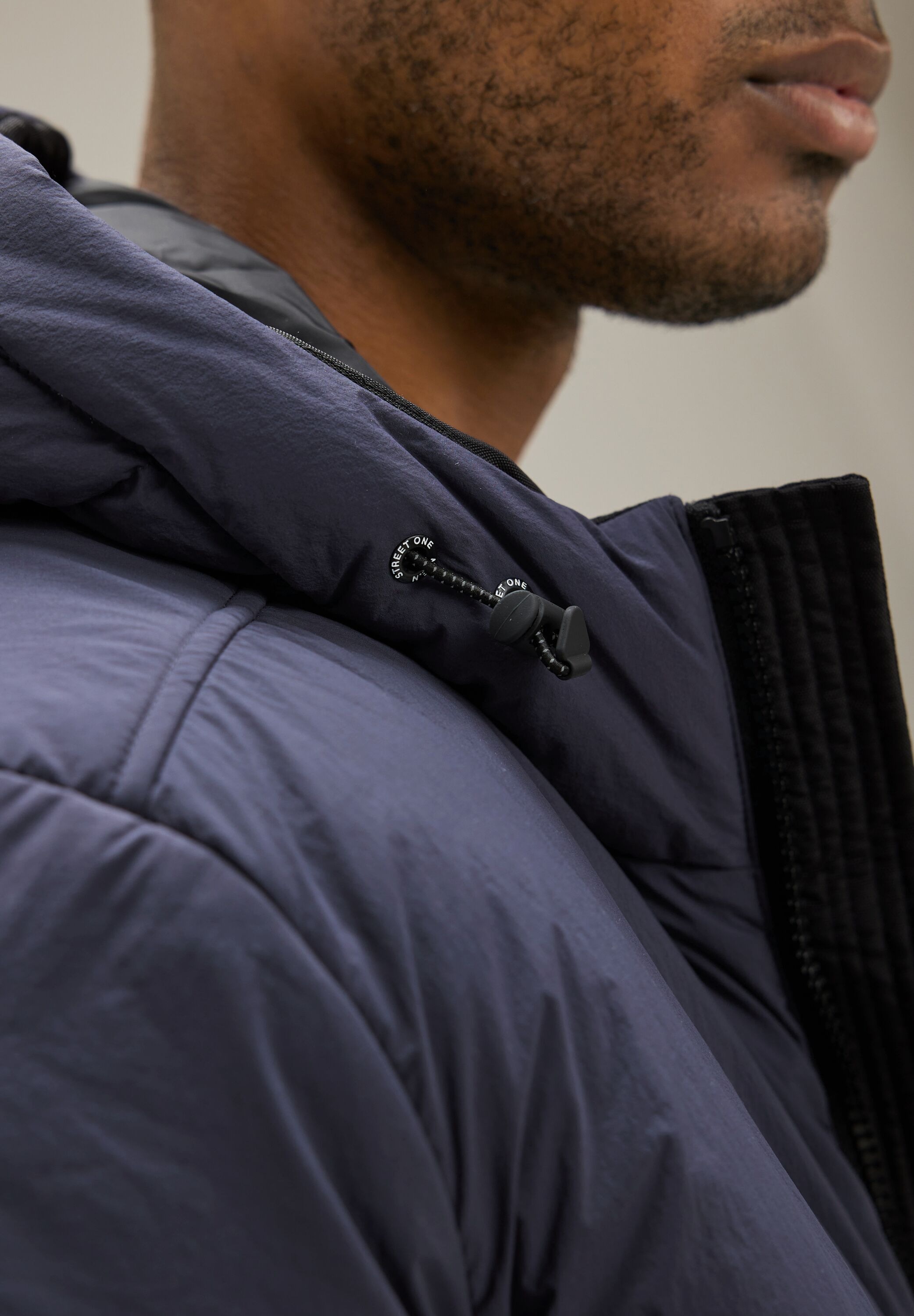 STREET ONE MEN Steppjacke, mit Kapuze, in Unifarbe