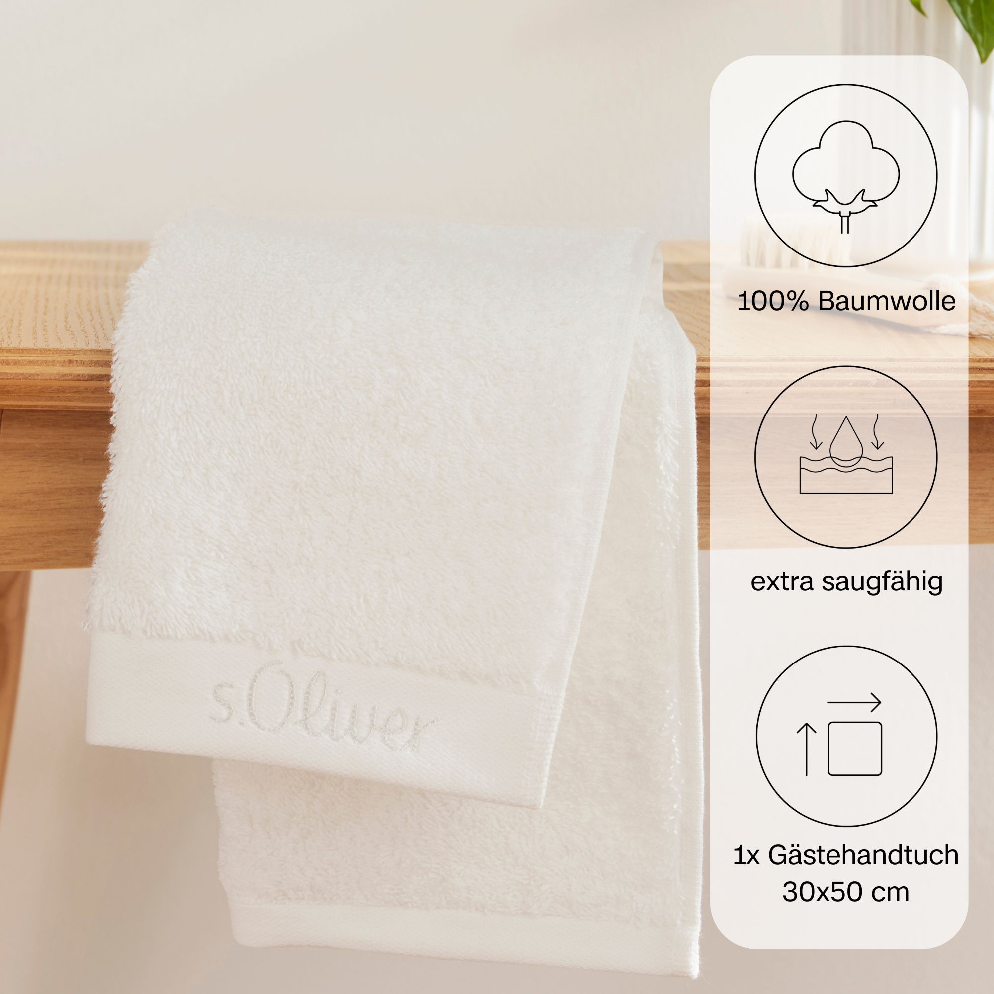 s.Oliver Gästehandtuch »s.Oliver, Premium Qualität, 600 gr/m², auch als Sets erhältlich«, (1 St., Gästehandtuch 30 x 50 cm), große Farbauswahl, auch als Duschtuch, Waschhandschuh, Handtuch