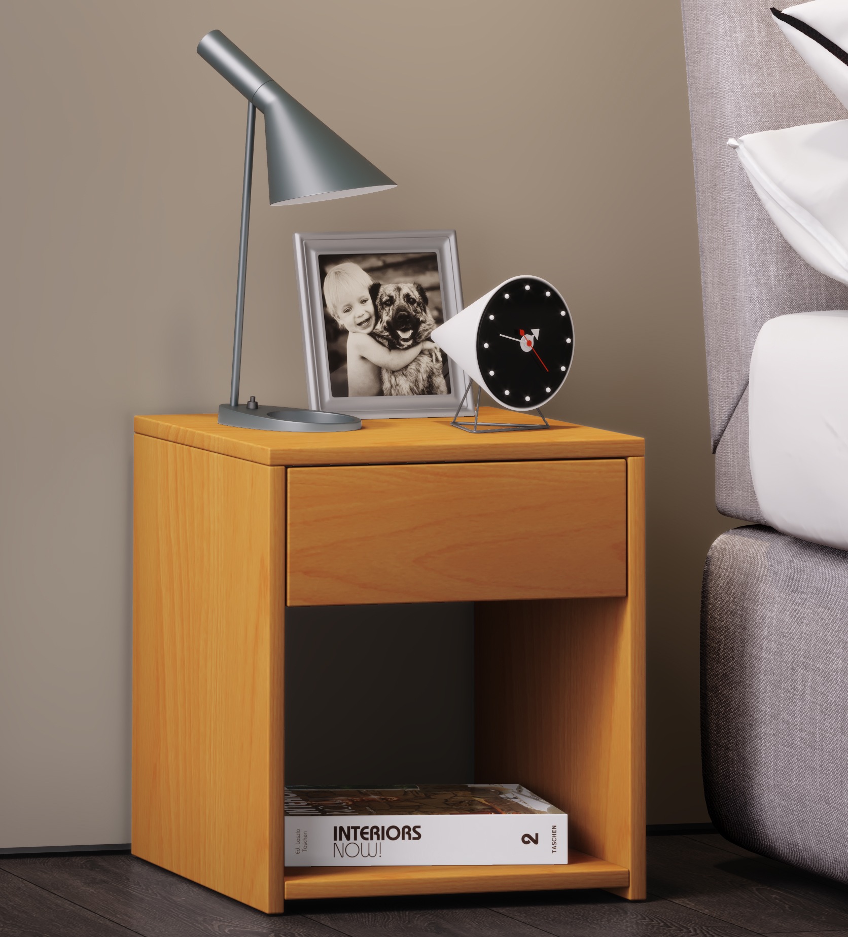 VCM Nachtkonsole »VCM Nachtschrank | Maße Nachttisch ca. H. 40 x B. 35 x T. 35 cm | Schublade und offenes Fach | Nachttisch - Sledo Mini«, (VCM Sledo)