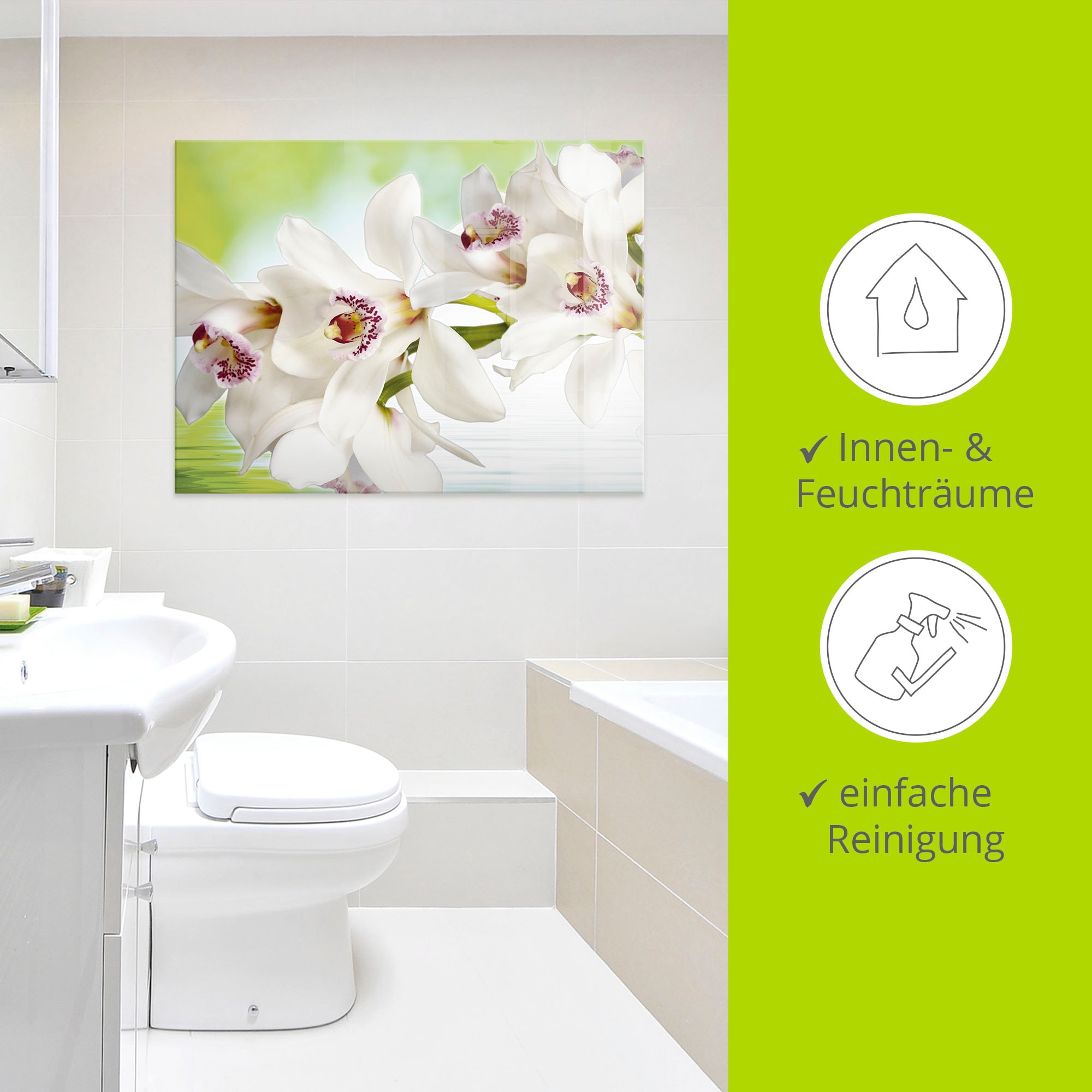 Artland Glasbild »Weiße Orchidee«, Blumen, (1 St.), in verschiedenen Größen
