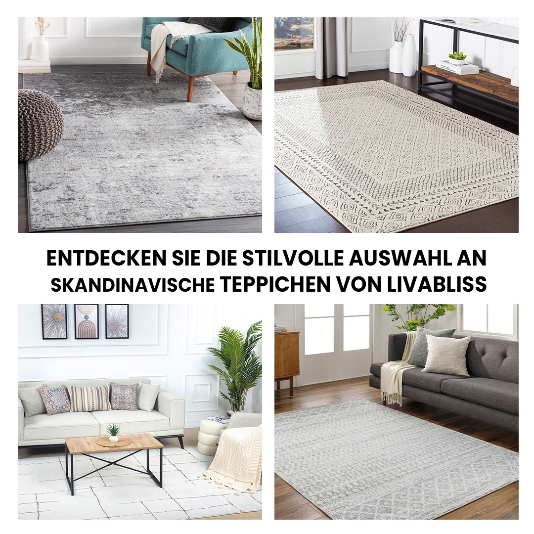 Livabliss Teppich »INCHON«, rechteckig, 14 mm Höhe, Skandinavischer Teppich mit Karomuster, Kurzflor Wohnzimmerteppich