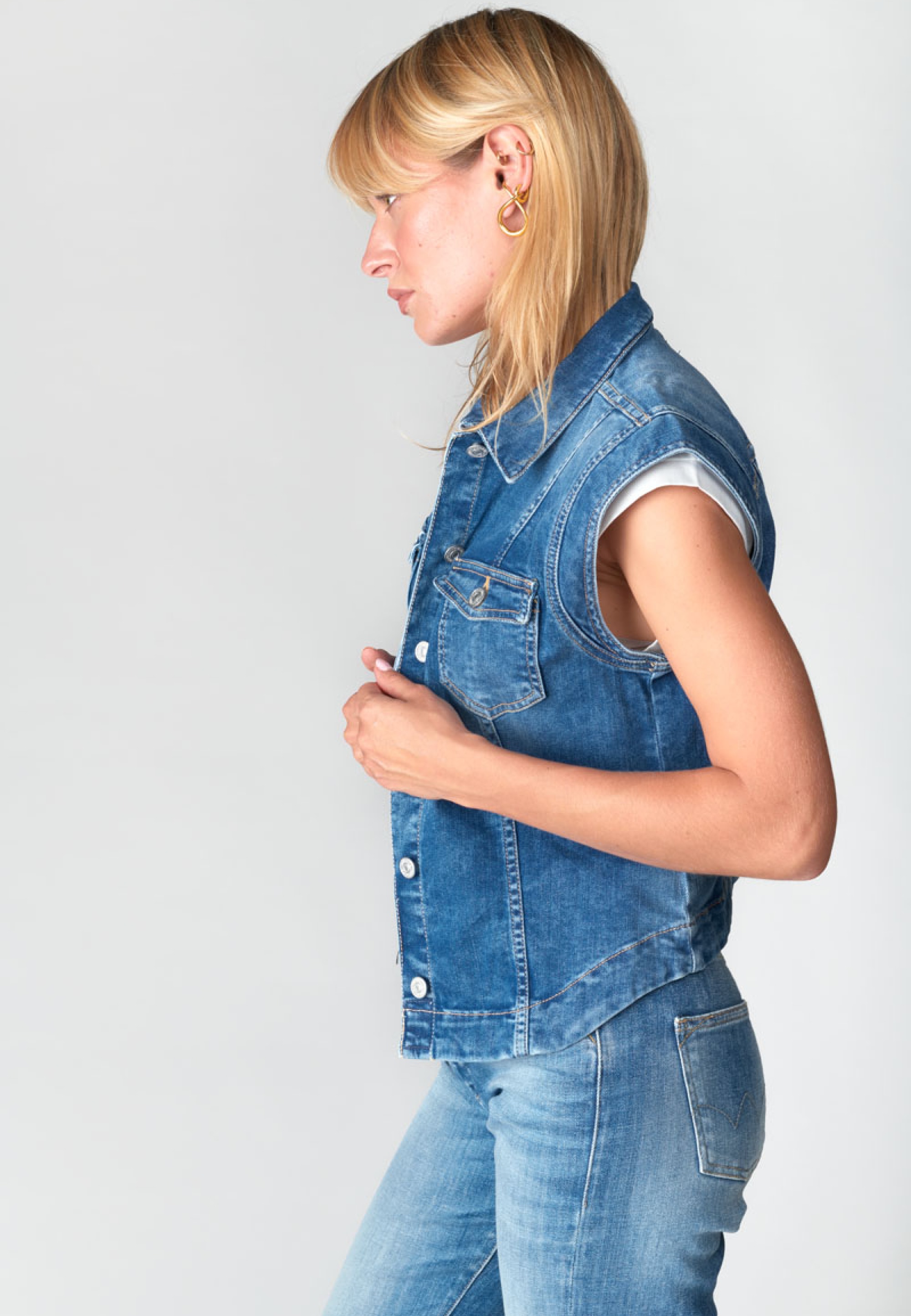 Le Temps Des Cerises Jeansweste »ATHENA«, mit durchgehender Knopfleiste