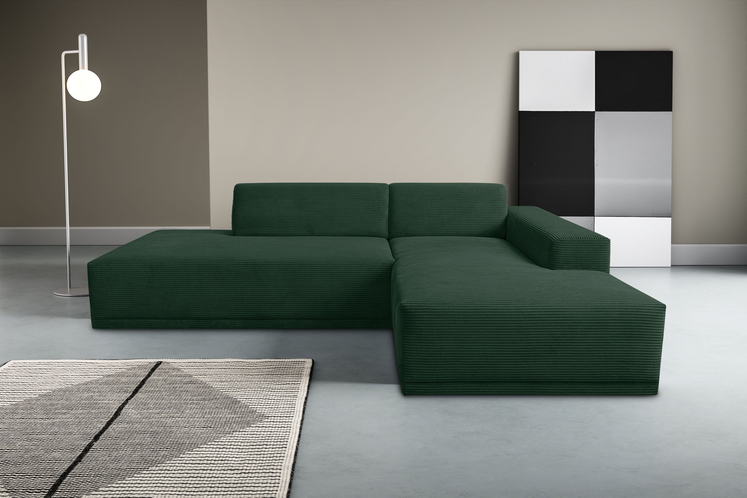 WERK2 Ecksofa "Apollo 264 x 188 cm modern und bequem" Cord, L-Form