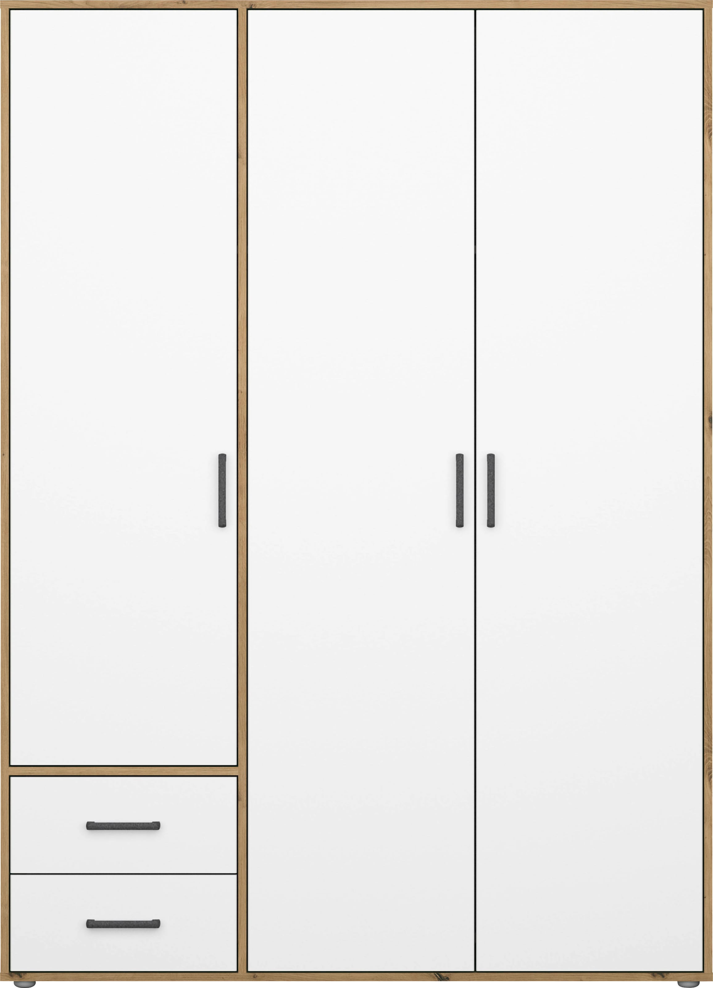 rauch Drehtürenschrank »Kleiderschrank Schrank Garderobe Wäscheschrank VOYAGER«, (in 3 verschiedenen Ausstattungen BASIC/CLASSIC/PREMIUM), moderne Griffe in Graumetallic mit Außenschubkästen MADE IN GERMANY