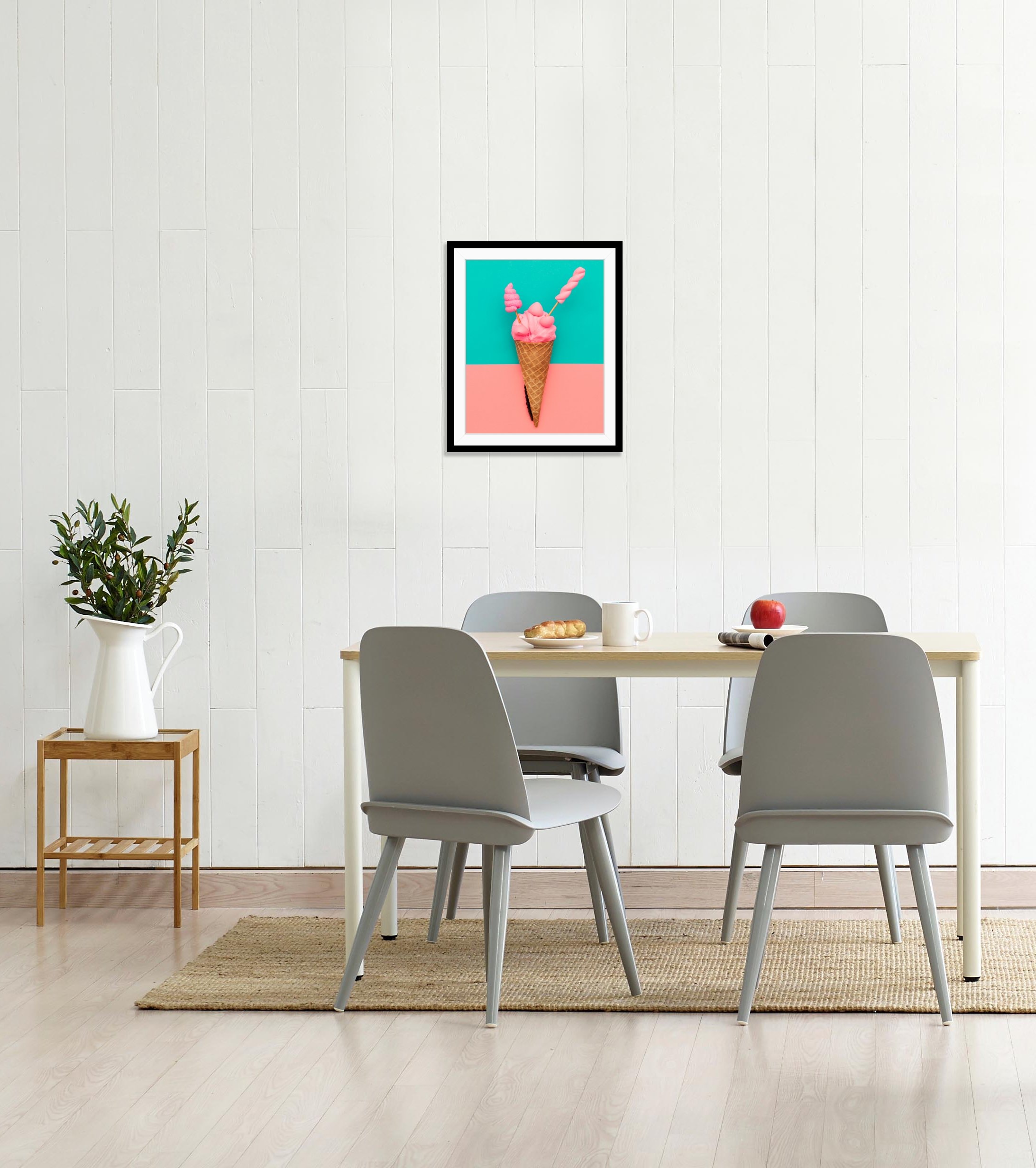 queence Bild »Olivia«, Eis-Süßigkeiten-Süßspeisen-Humor-Lebensmittel-Abstrakt, HD Premium Poster-Druck inkl. Holzrahmen