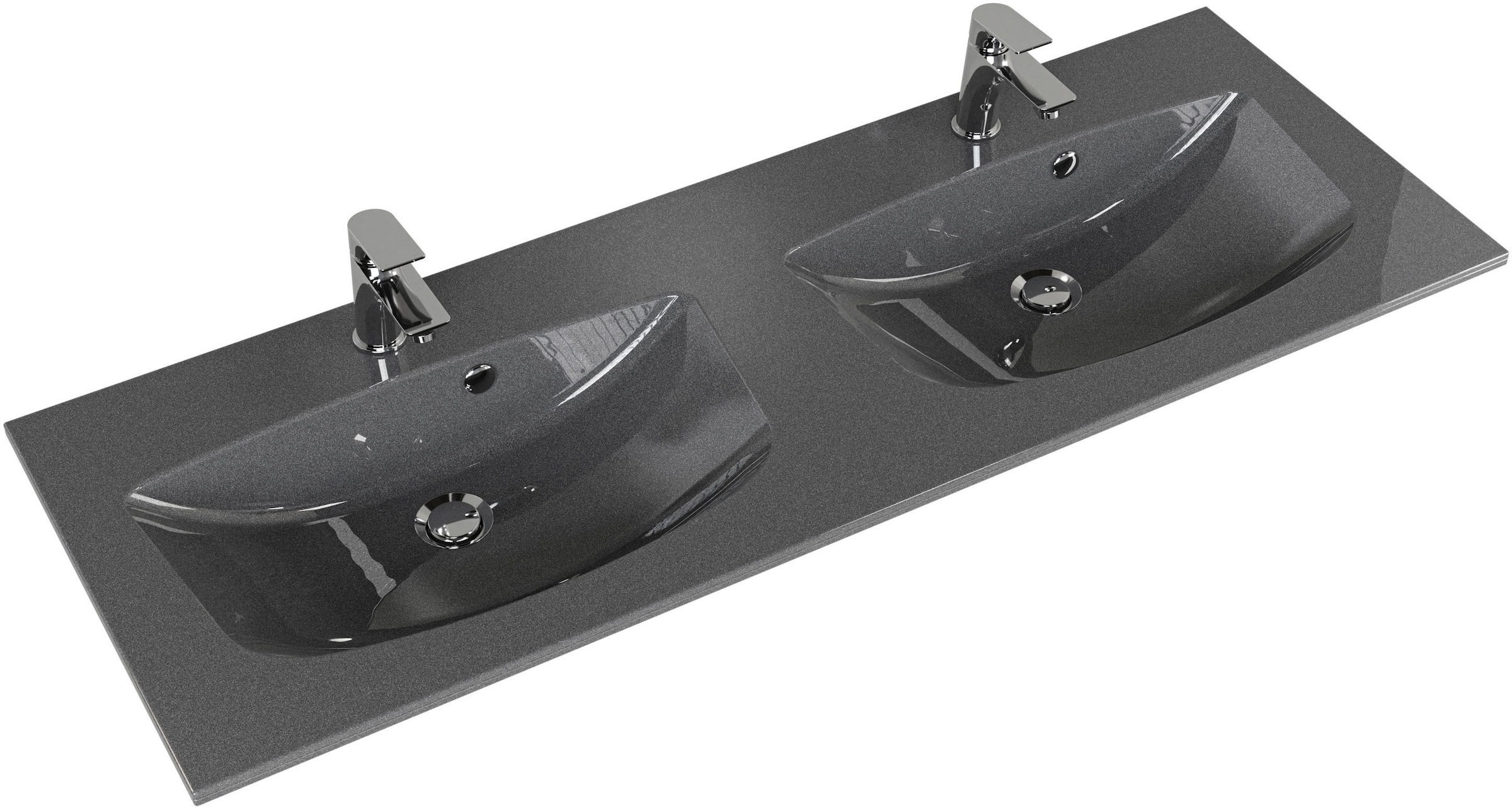 Saphir Badmöbel-Set »Serie 6025 2-teilig Mineralmarmor-Waschtisch mit LED-Spiegelschrank«, (2 St.), Waschplatz 132cm breit, 4 Schubladen, 2 Spiegel-Türen, inkl Türdämpfer