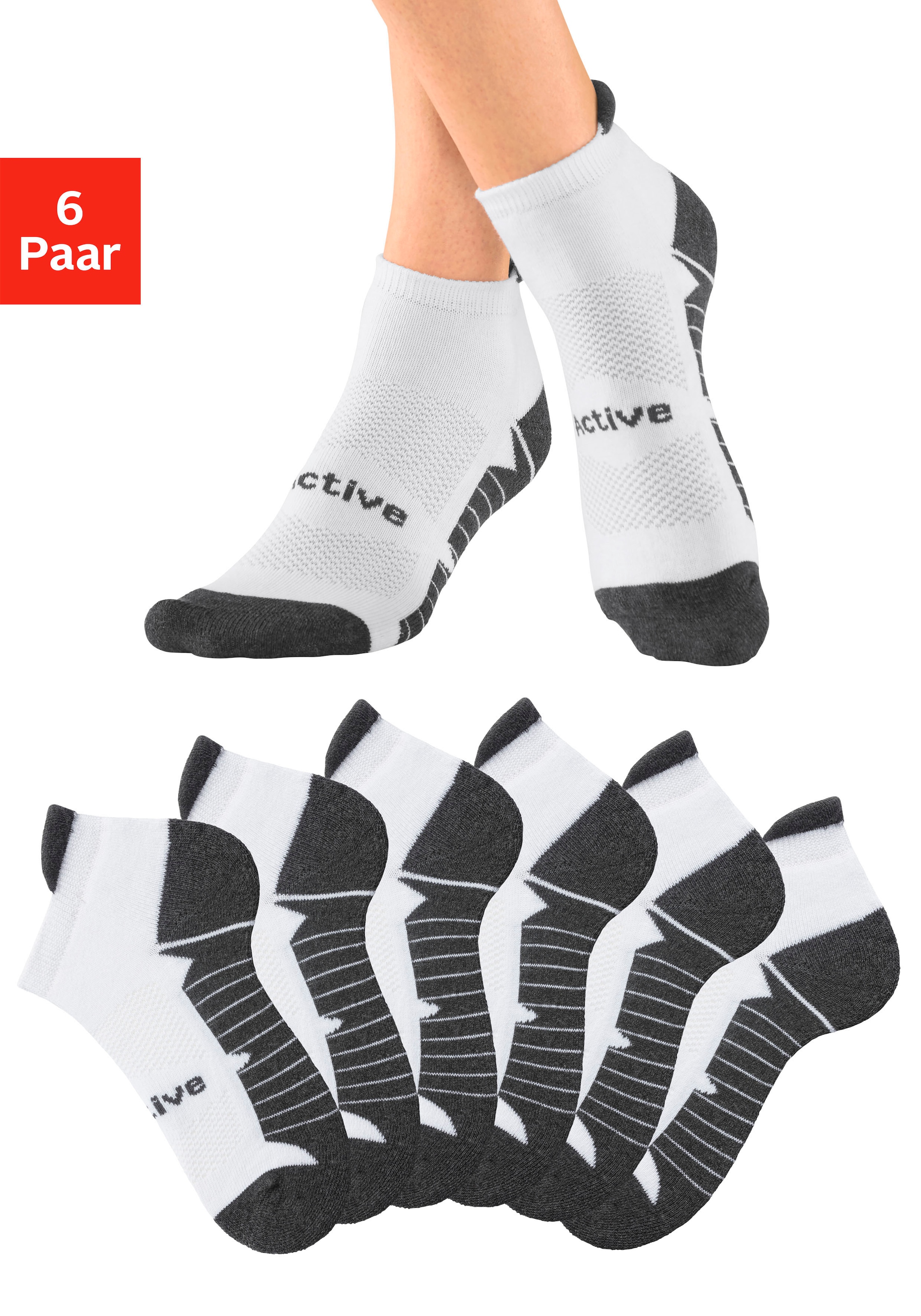 Sneakersocken, (Packung, 6 Paar), mit weicher Frotteesohle