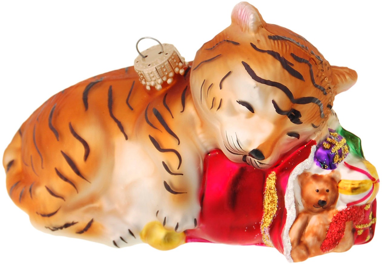 Krebs Glas Lauscha Christbaumschmuck »Glasornament Babytiger, mundgeblasen, handbemalt«, (1 tlg.), Weihnachtsdeko, Christbaumkugeln aus Glas, Weihnachtsbaumkugel