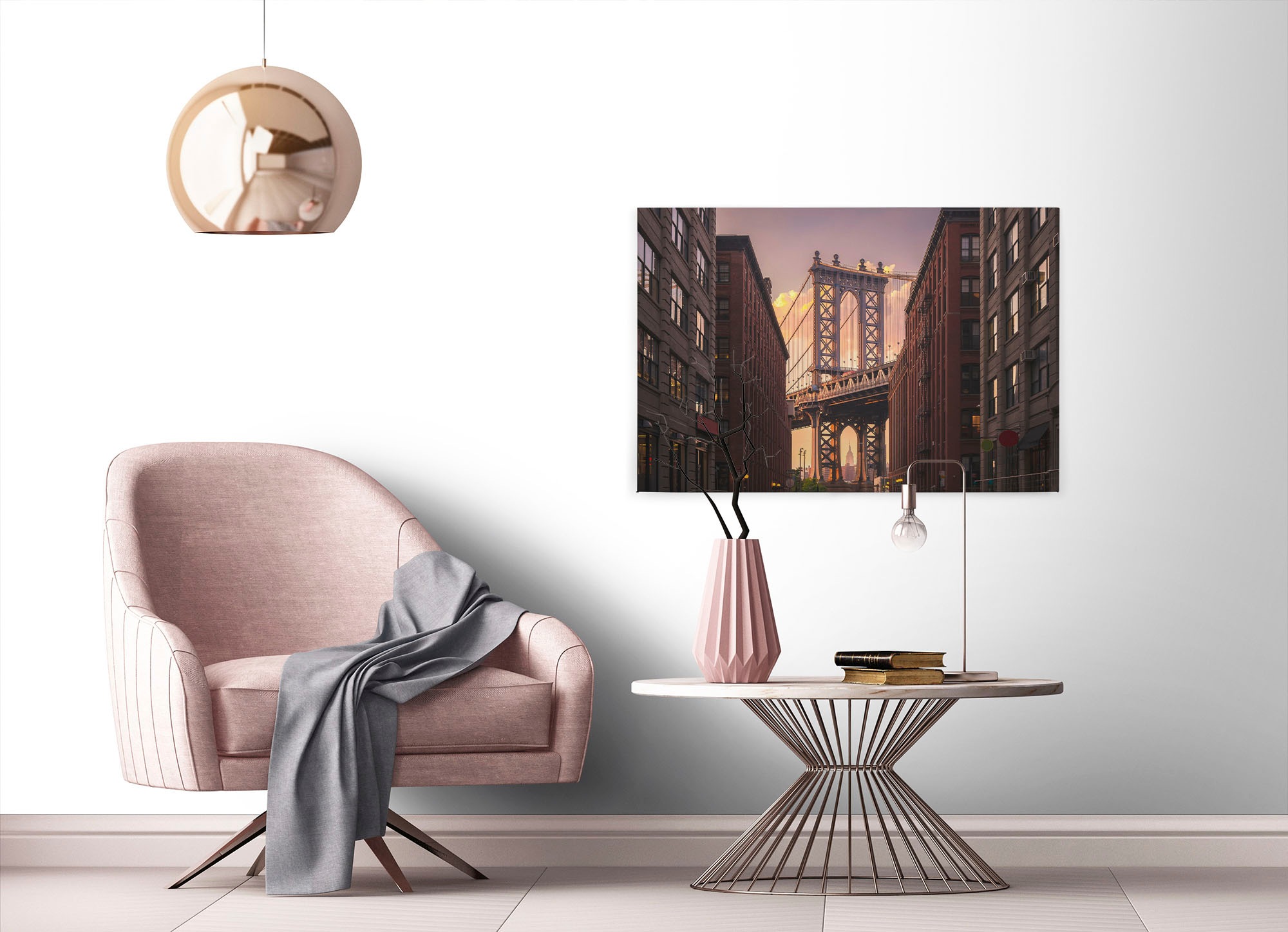 A.S. Création Leinwandbild »Brooklyn Bridge«, Kunst-New York-Kinder, (1 St.), Brücke Großstadt Keilrahmen Bild Leinwand-Bild Wohnzimmer modern Wand