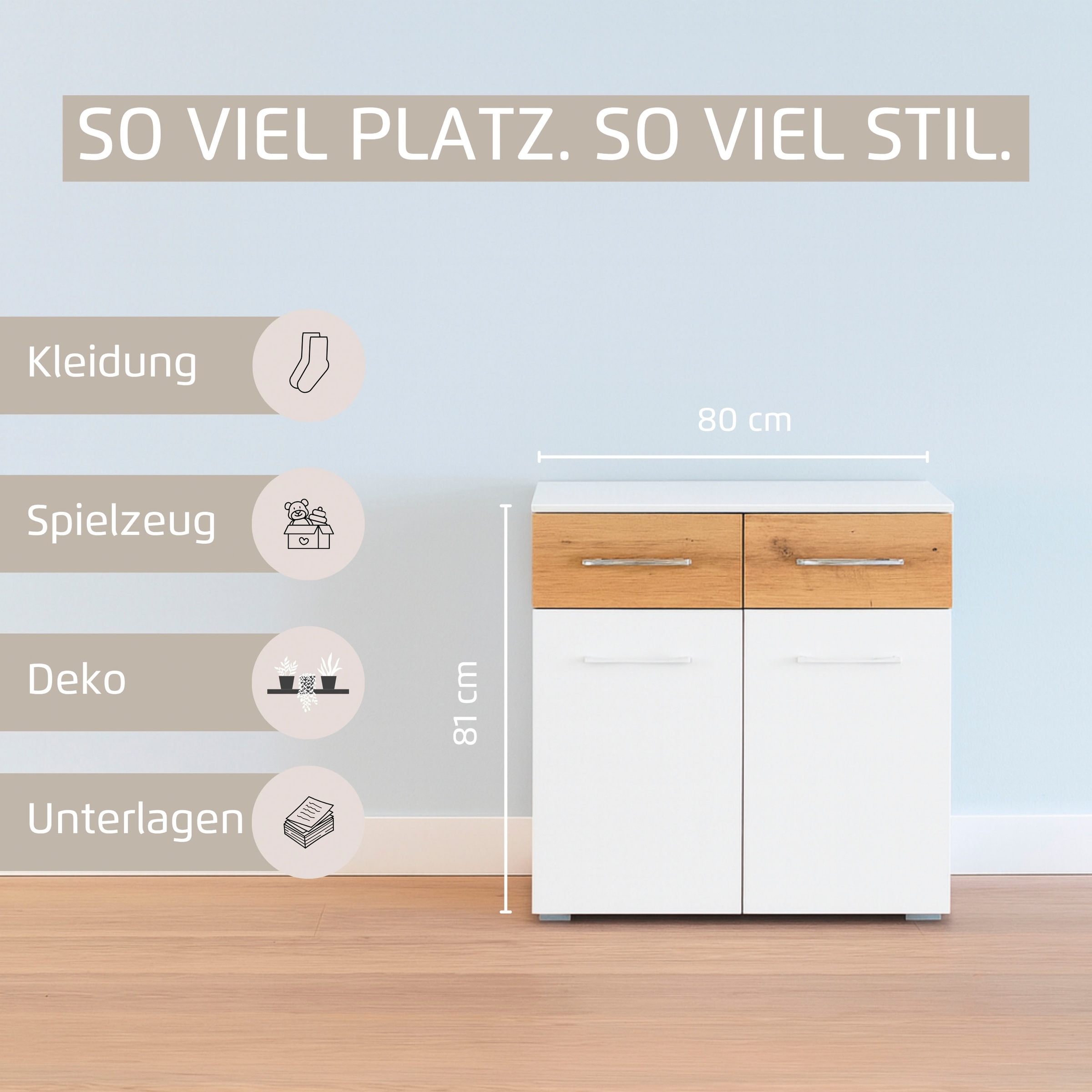 Thumbnail - rauch Kombikommode "Sideboard Kommode Schubladenkommode Türenkommode BOSTON-EXTRA" B/H/T: 80/81/42 cm, mit 2 geräumigen ...