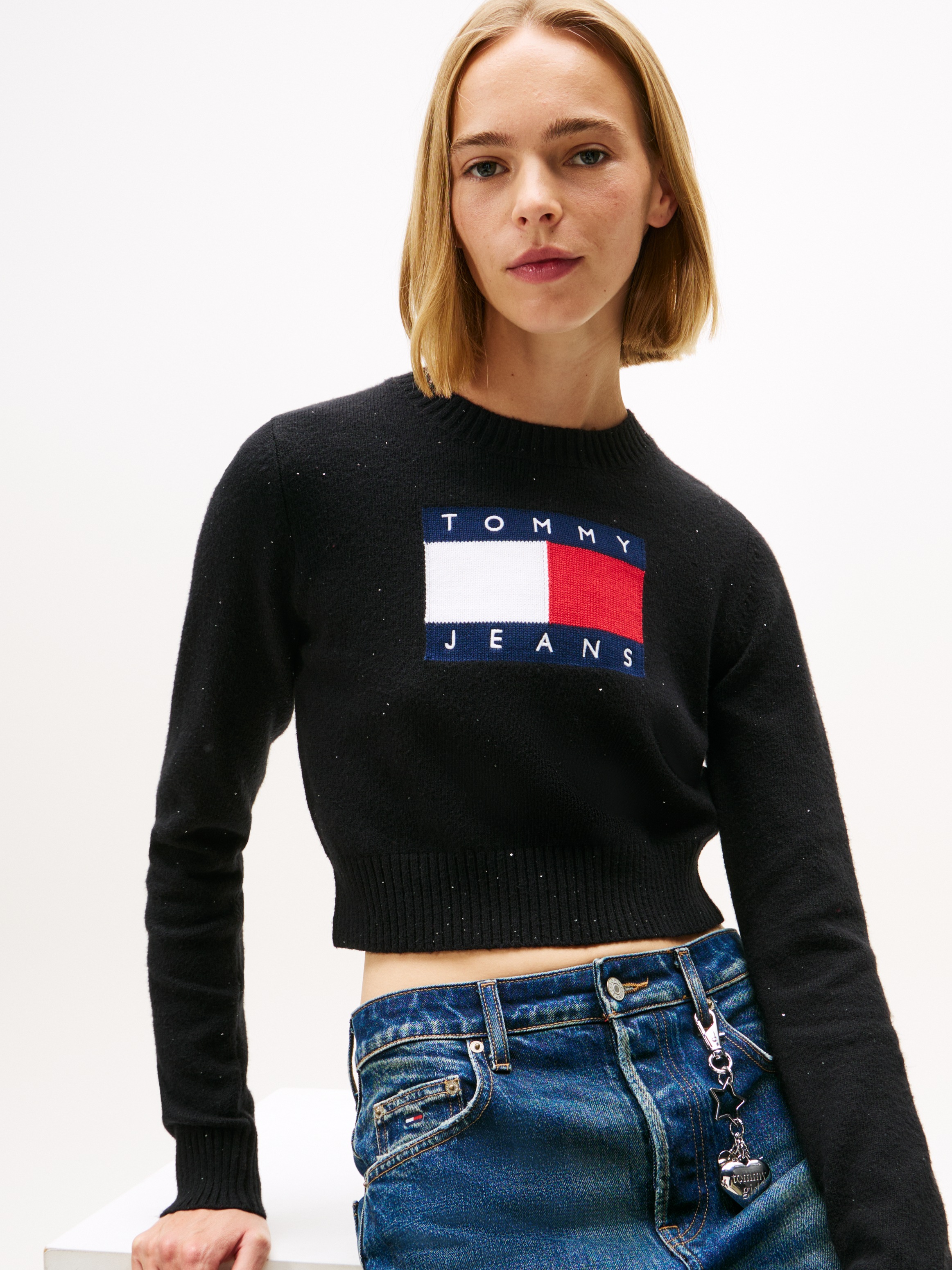 Tommy Jeans Strickpullover "TJW SPARKLE FLAG SWEATER EXT" günstig online kaufen
