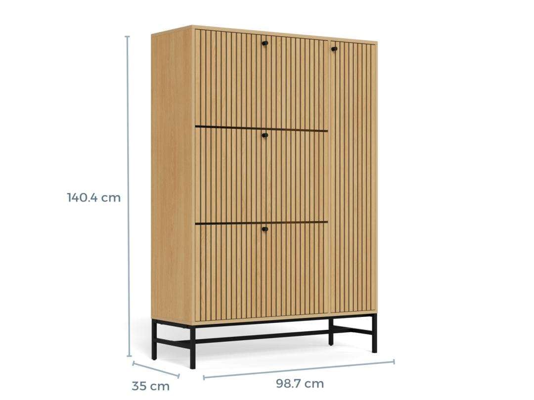 ACTONA GROUP Schuhschrank »Albany Schuhschrank – modernes Design & Stauraum mit Lamellenfront« Schuhmöbel mit 3 Fächern und extra Stauraum für Zubehör, B: 98,7 cm
