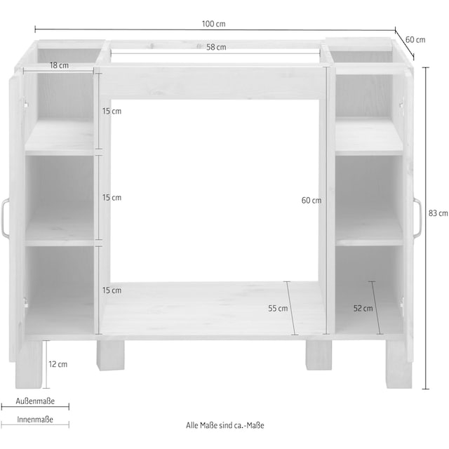 Home affaire Herdumbauschrank »Alby«, Breite 100 cm, 2 Fächer bestellen |  BAUR