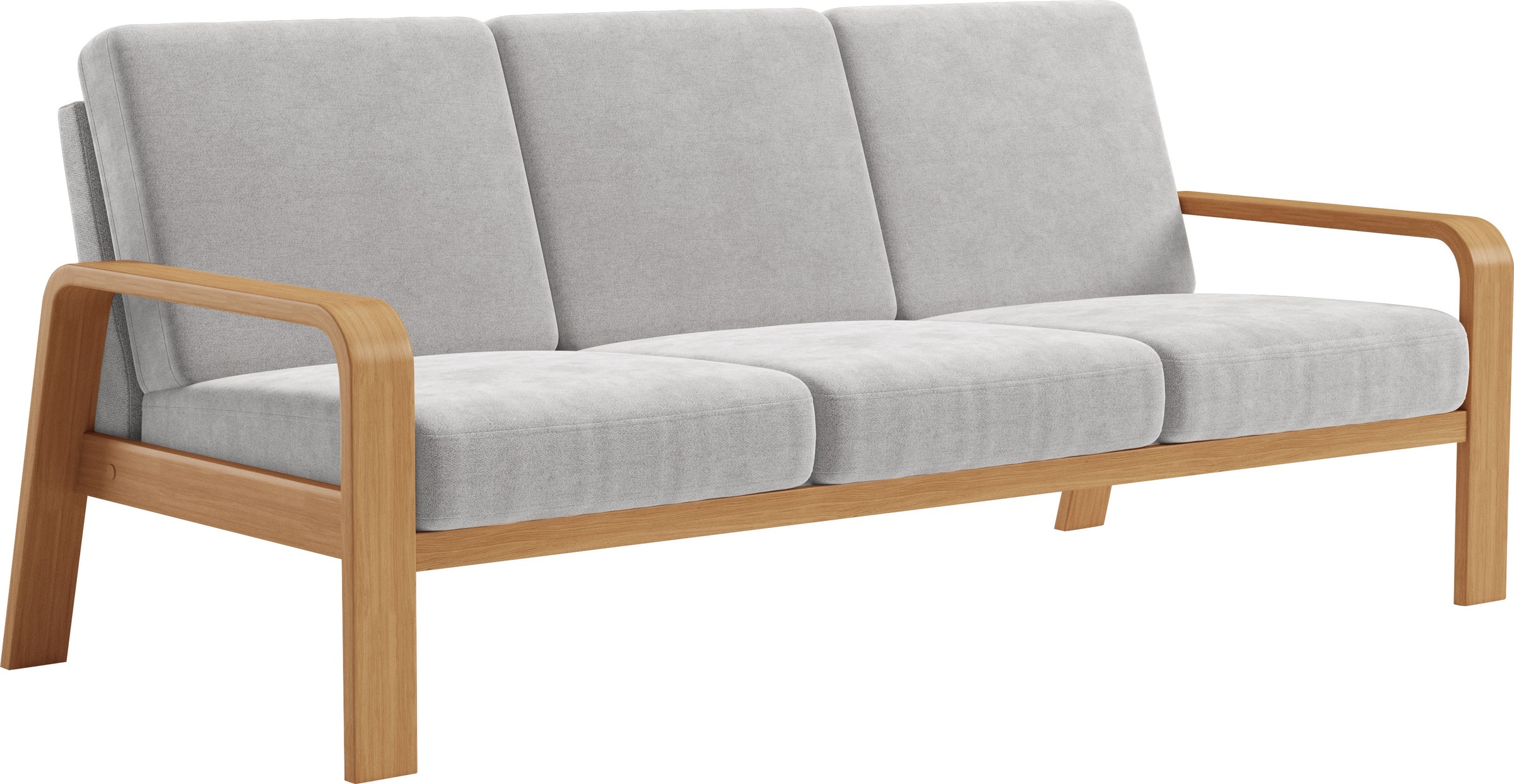 sit&more 3-Sitzer »Kolding«, Armlehnen aus eichefarbigem Buchenholz, verschiedene Bezüge und Farben
