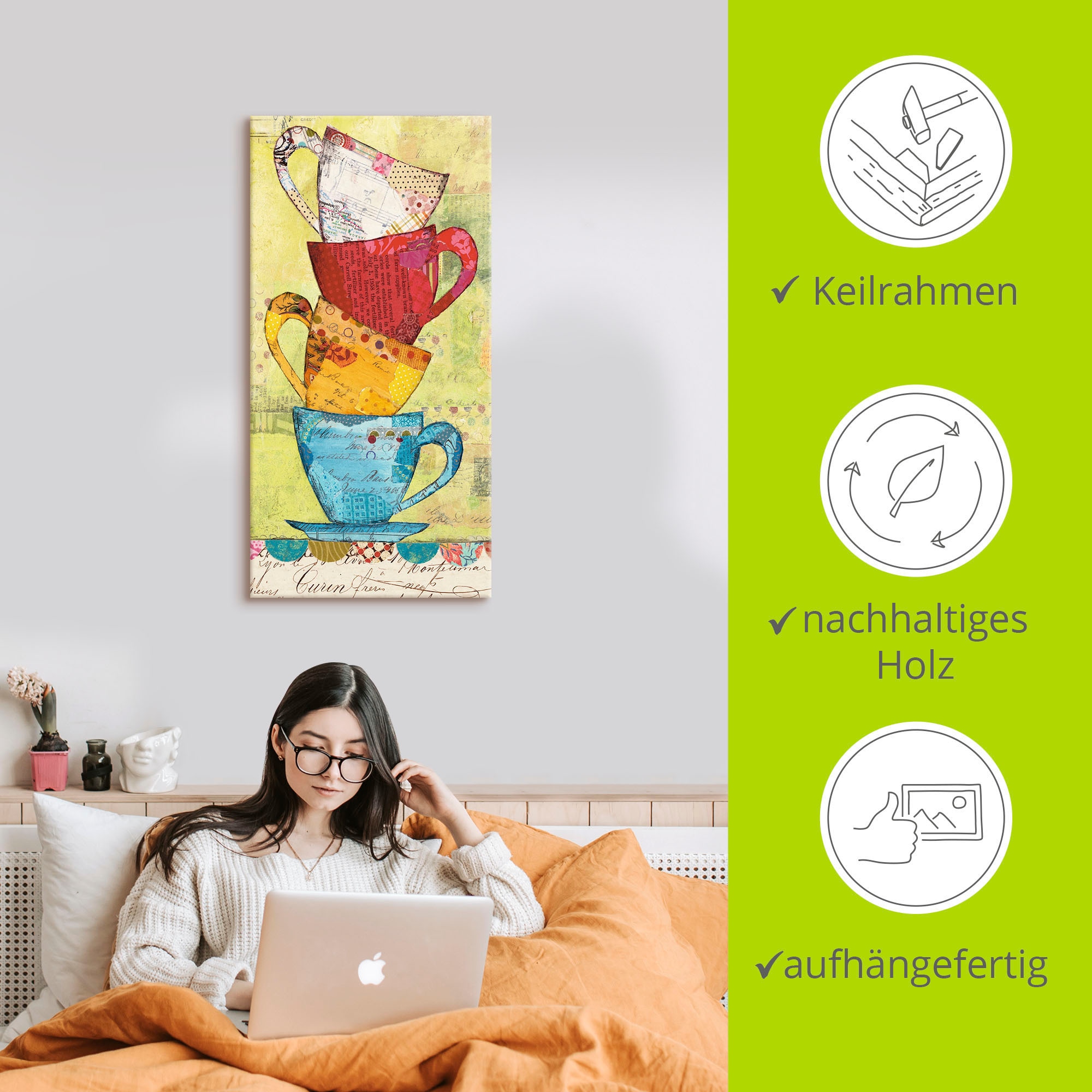 Artland Wandbild »Komm zum Kaffee«, Geschirr & Besteck, (1 St.), als Leinwandbild, Poster, Wandaufkleber in verschied. Größen