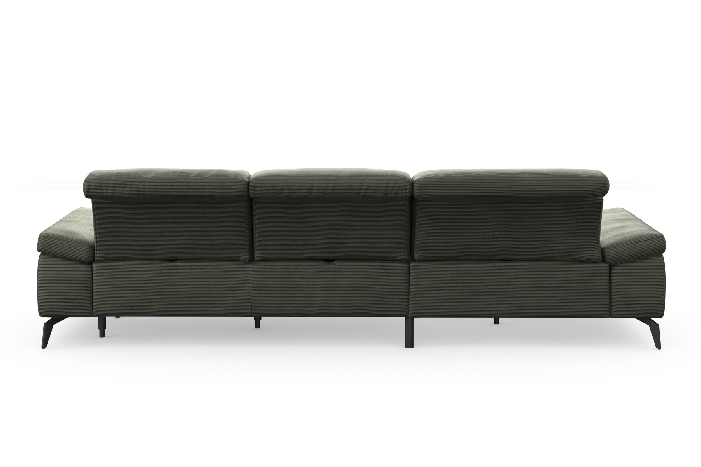 Ecksofa SIT & MORE "Cabana L-Form", grün (olive), B:301cm H:84cm T:195cm, 95% Polyester, 5% Polyamid, Sofas, Ecksofa, Recamiere, wahlweise mit Sitztiefen-, Armlehnen- und Kopfteilfunktion 3