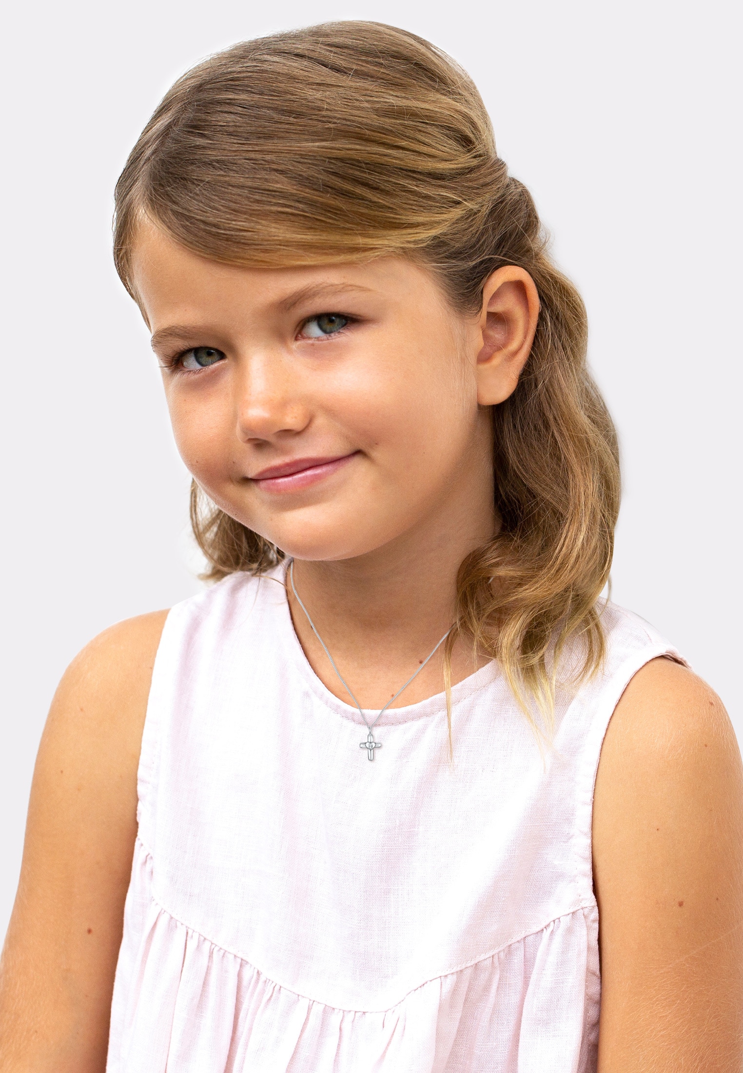 Elli Kette mit Anhänger »Kinder Kreuz Herz Cute Kristalle Silber« online  bestellen | BAUR