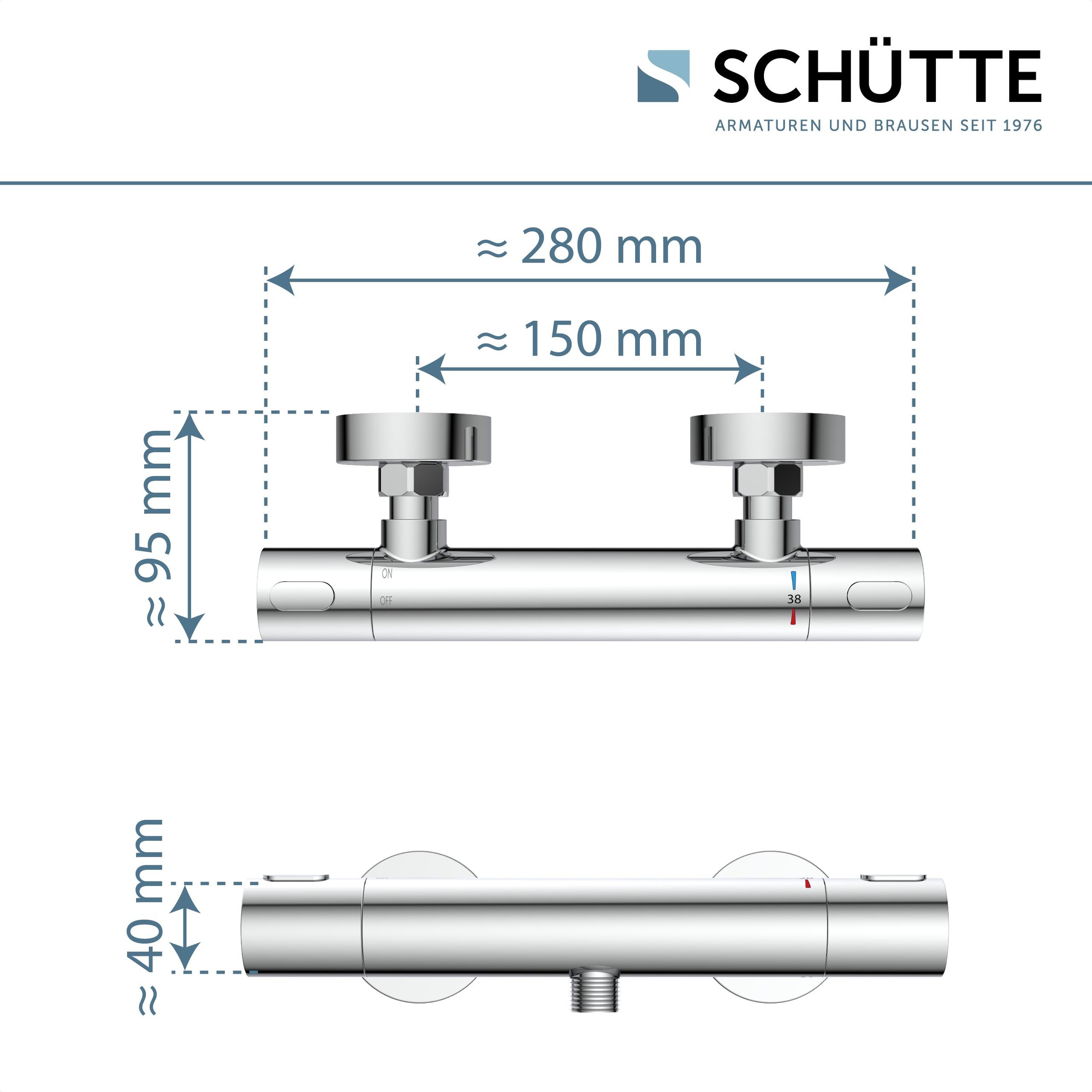 Schütte Duscharmatur »LOS ANGELES«, Eco-Stopp-Funktion, Temperaturskala mit Sicherheitssperre bei 38 °C