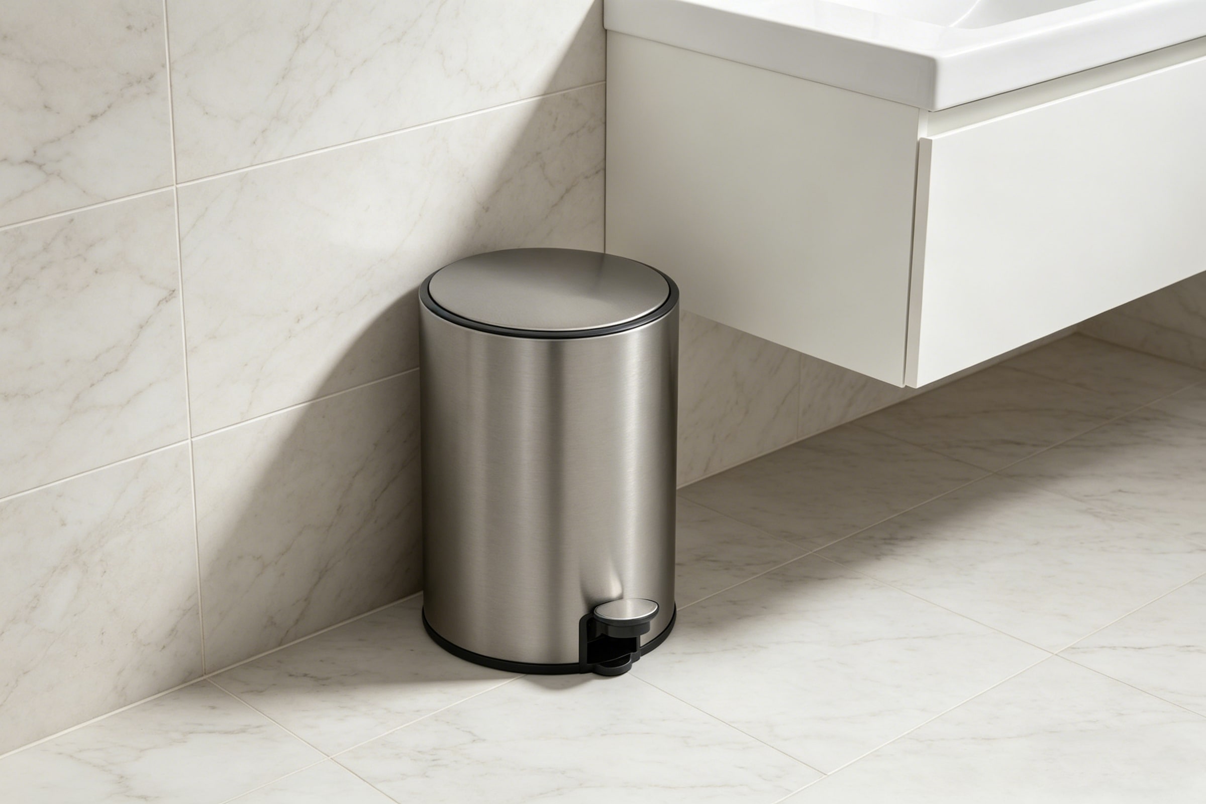 OTTO home Mülleimer »in 5 versch. Farben, 5 L, 10 L o. 30 L, Soft Close, Lennu, Abfalleimer« 1 Behälter Treteimer für Küche oder Bad, Kosmetikeimer mit verstecktem Griff