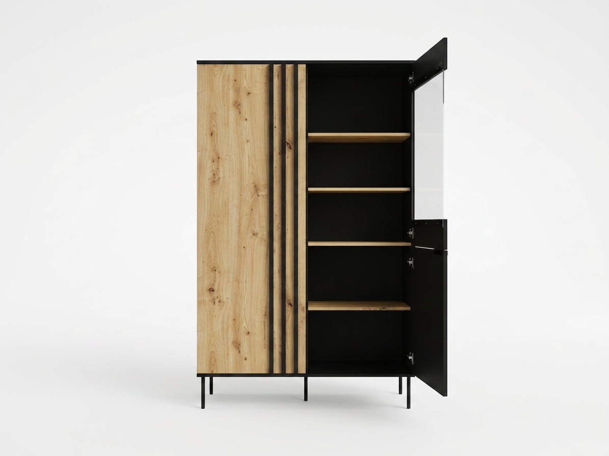 OTTO home Vitrine »AELLOR Vitrineschrank mit/ohne Beleuchtung, verglast, viel Stauraum« Standvitrine/Glasvitrine mit 2 Türen, 8 Einlegeböden, matt Hochschrank