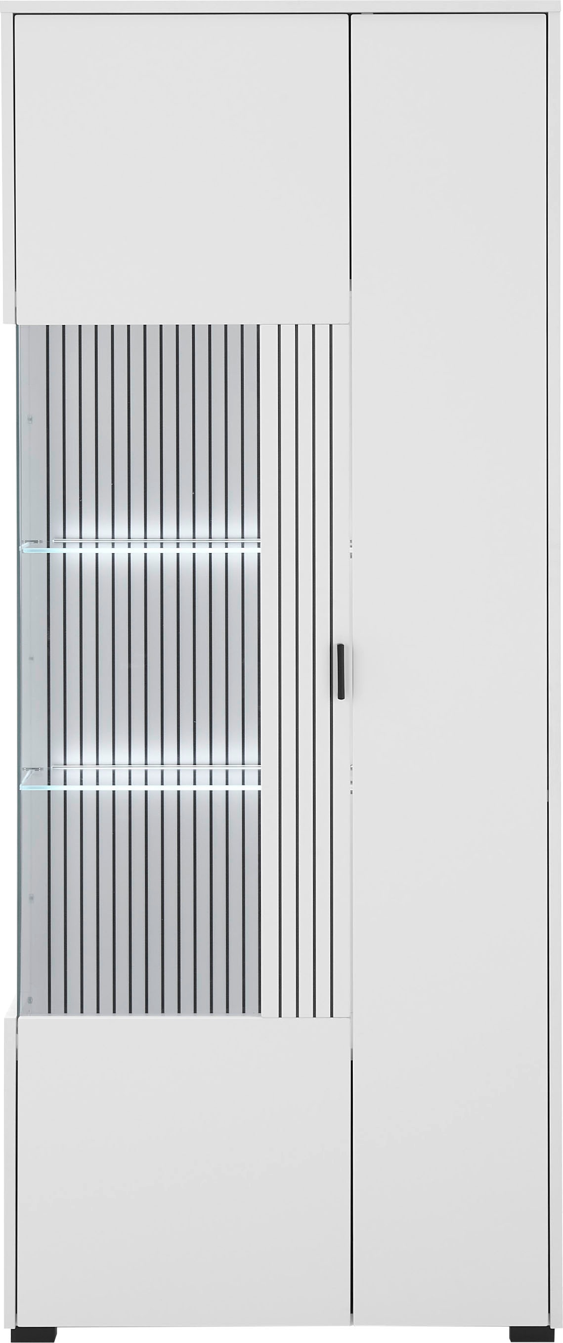 INOSIGN Vitrine »Hudson, Stauraumvitrine«, in moderner Trendfarbe, Griffe aus Metall (Schwarz), Höhe 180 cm