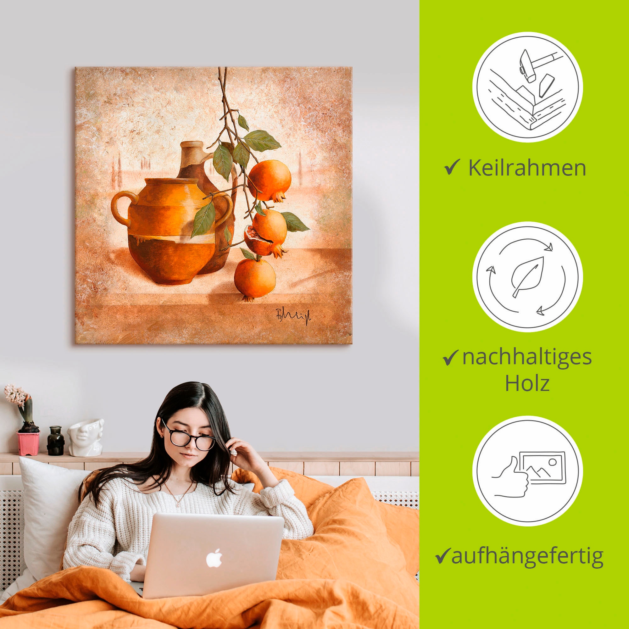 Artland Wandbild »Reife Granatäpfel«, Arrangements, (1 St.), als Leinwandbild, Poster in verschied. Größen